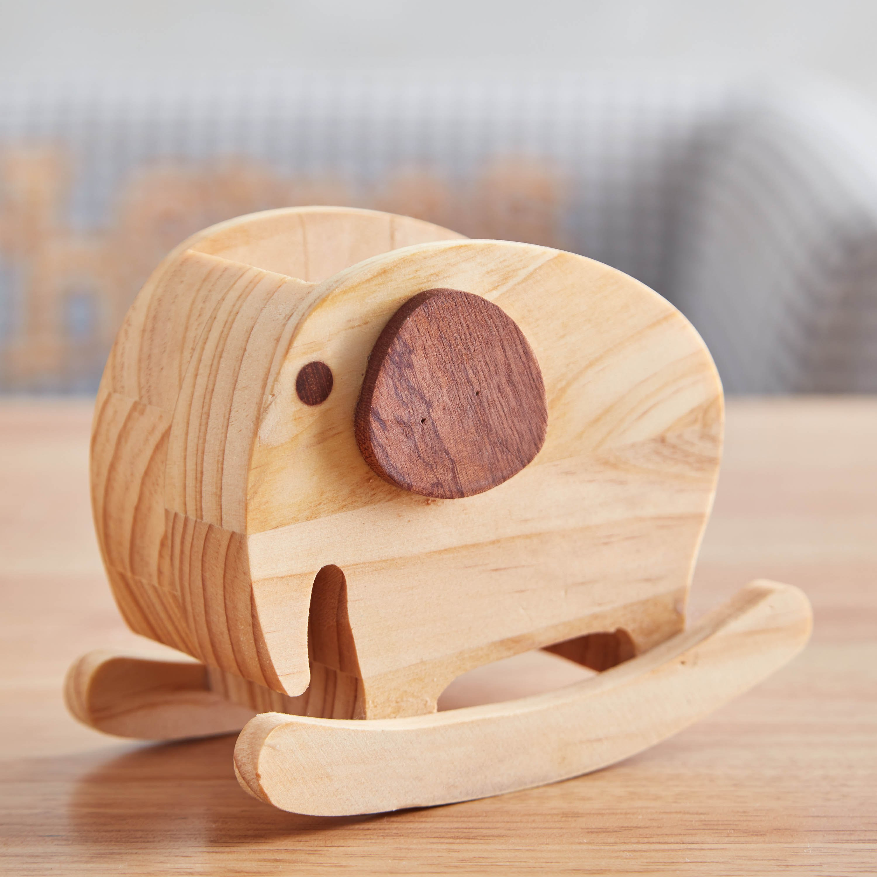 Elephant Wood Pen Stand - 14x8x11 cm-hbxhomeware-hbxkidsandyouth-image-1