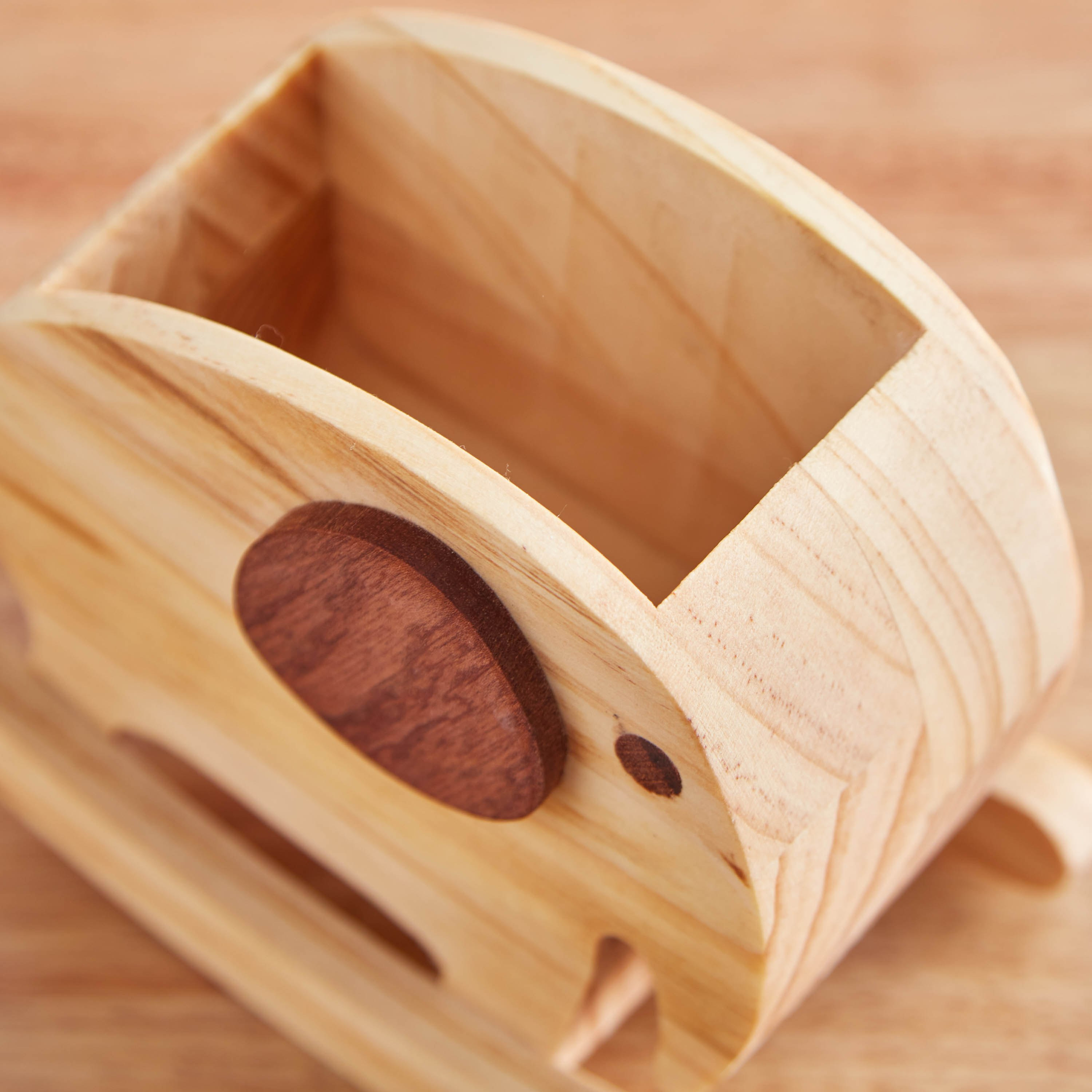 Elephant Wood Pen Stand - 14x8x11 cm-hbxhomeware-hbxkidsandyouth-image-3
