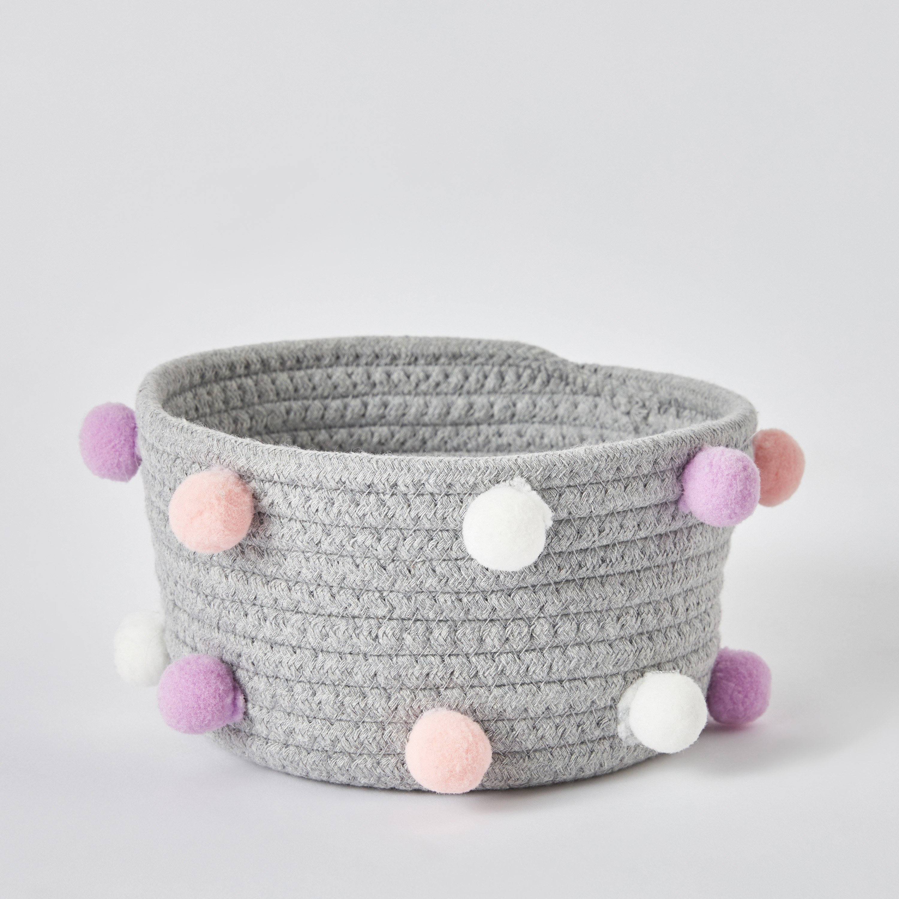 Pom-Pom Cotton Rope Storage Basket - 18x16x9 cm-hbxbedroom-bedroomaccessories-bedroomstorage-image-5