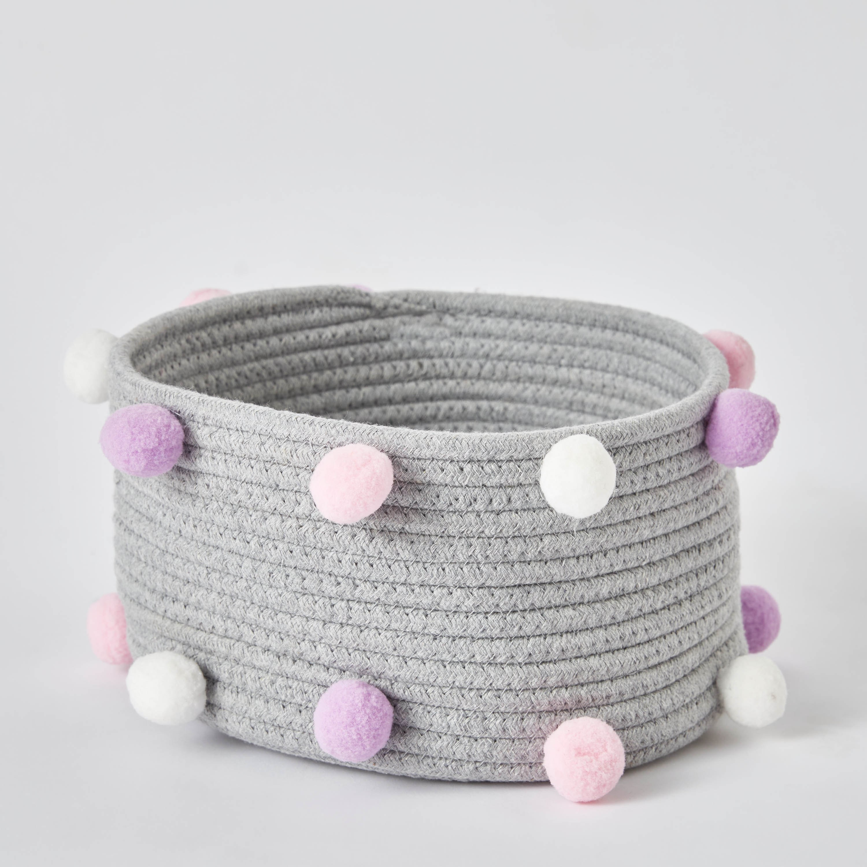 Pom-Pom Cotton Rope Storage Basket - 27x25x11 cm-hbxbedroom-bedroomaccessories-bedroomstorage-image-5