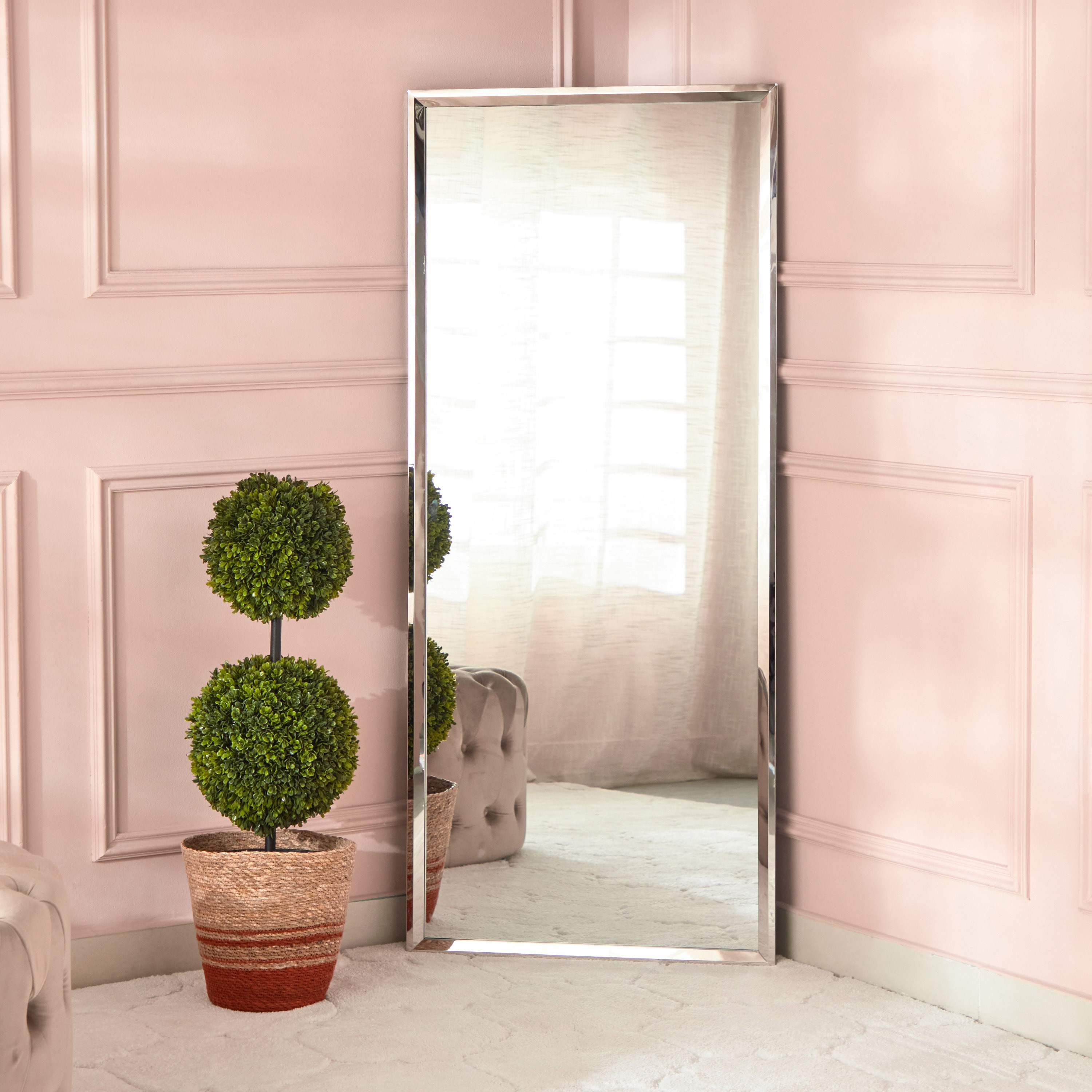 مرآة أرضية فاخرة من الستانلس ستيل شديد التحمل بتصميم مؤطر من بروس - 60x140 سم-hbxhomeware-hbxdecorandfurnishings-image-1