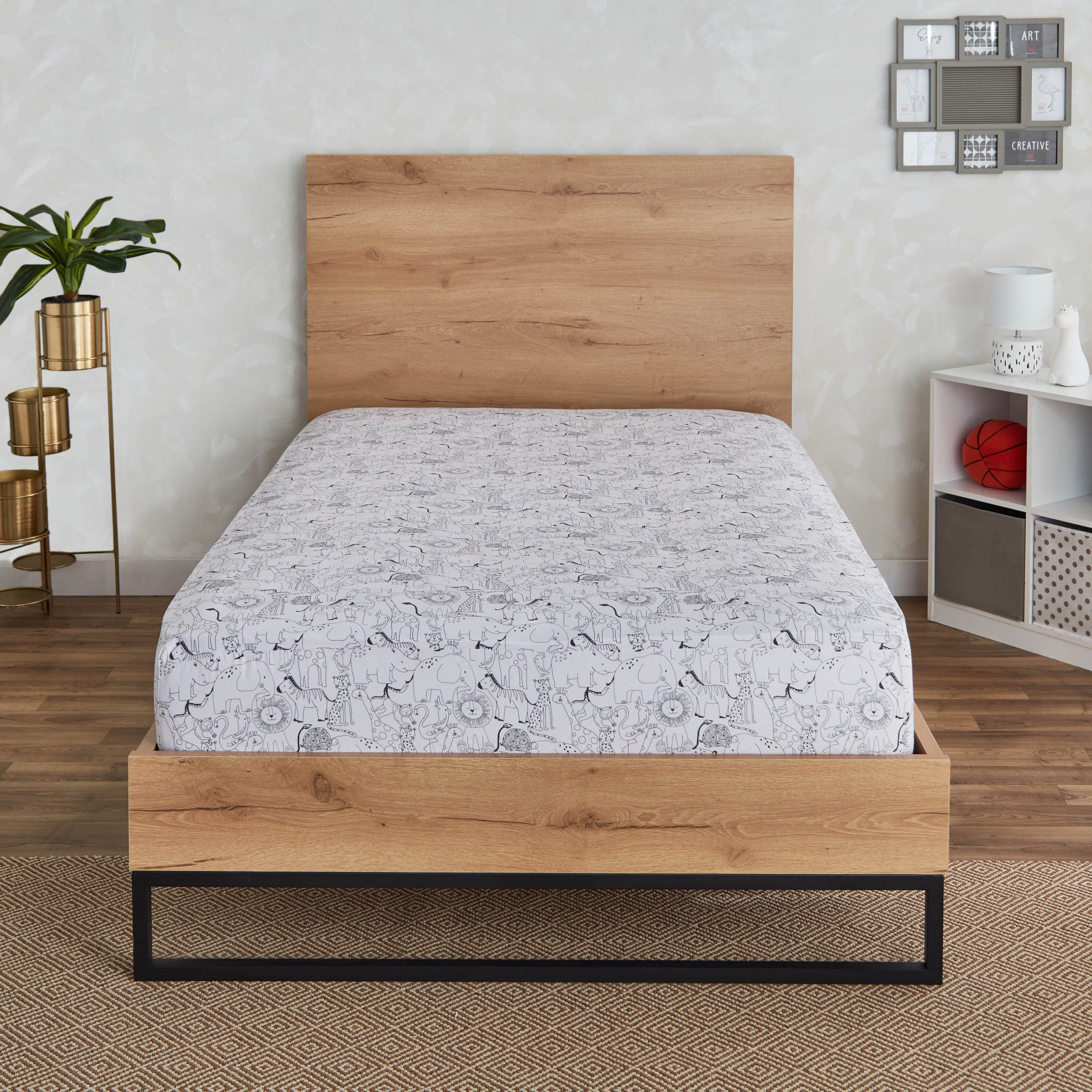 Ron Zoological Cotton Twin Fitted Sheet - 120x200+25 cm-hbxhomeware-hbxkidsandyouth-image-2
