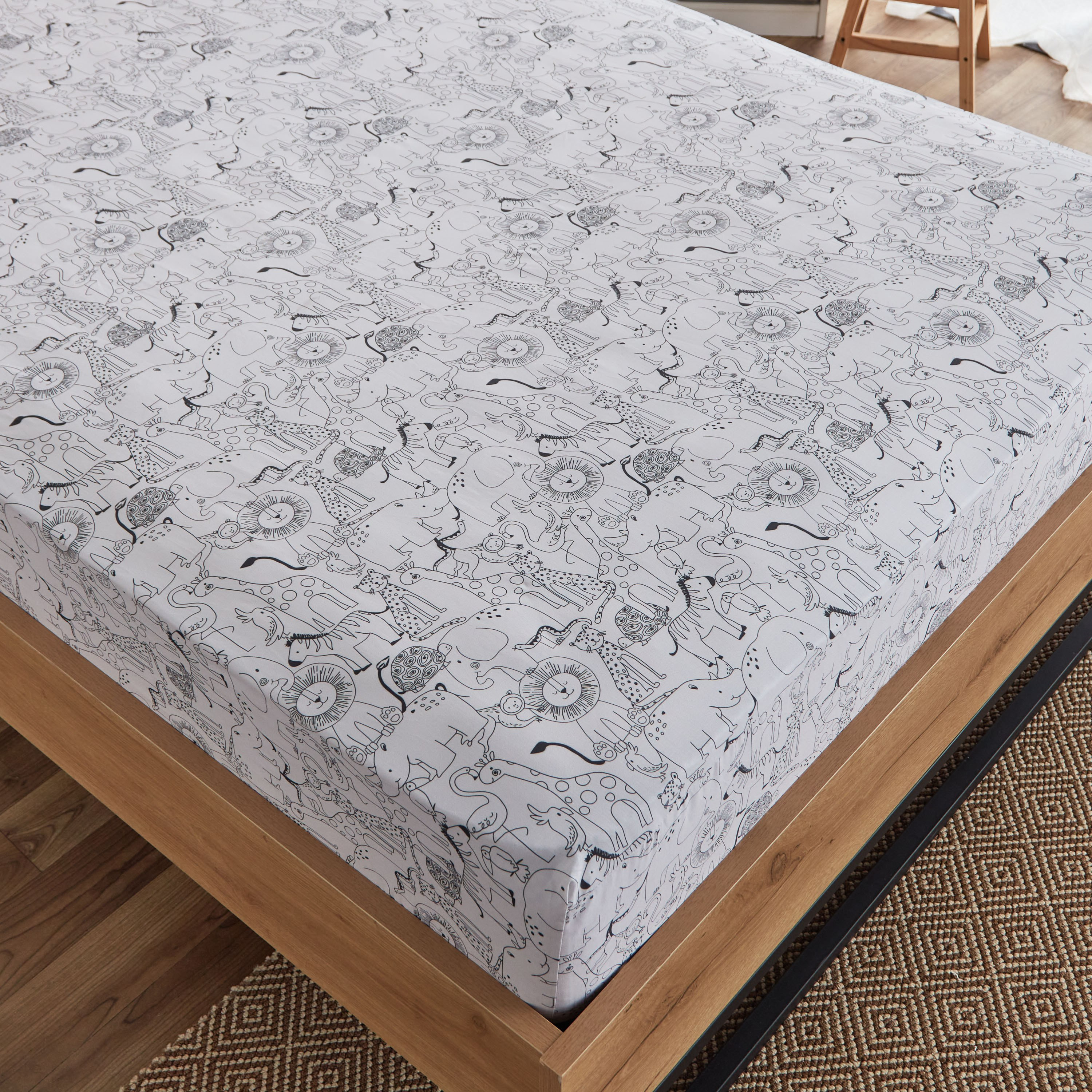 Ron Zoological Cotton Twin Fitted Sheet - 120x200+25 cm-hbxhomeware-hbxkidsandyouth-image-3