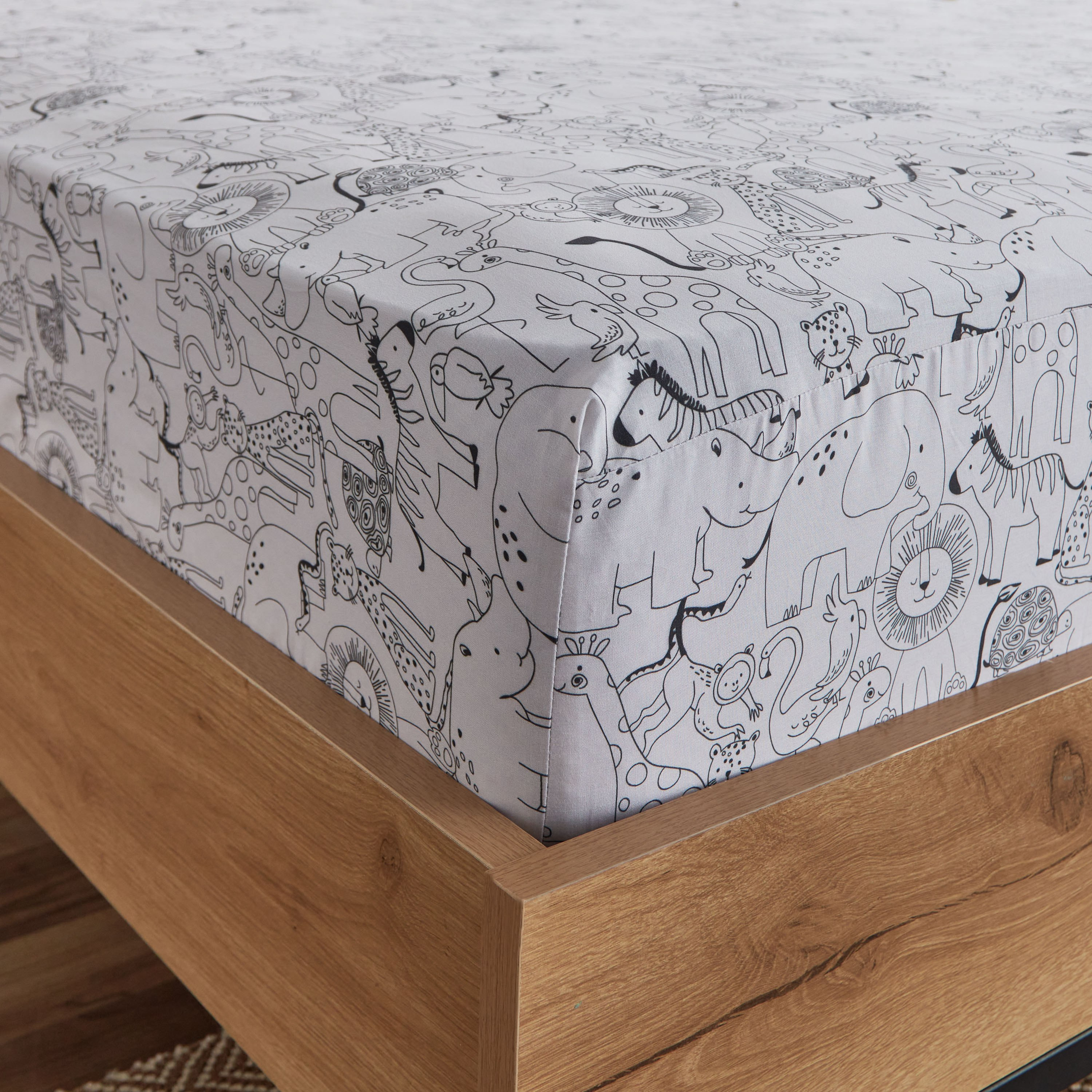 Ron Zoological Cotton Twin Fitted Sheet - 120x200+25 cm-hbxhomeware-hbxkidsandyouth-image-5