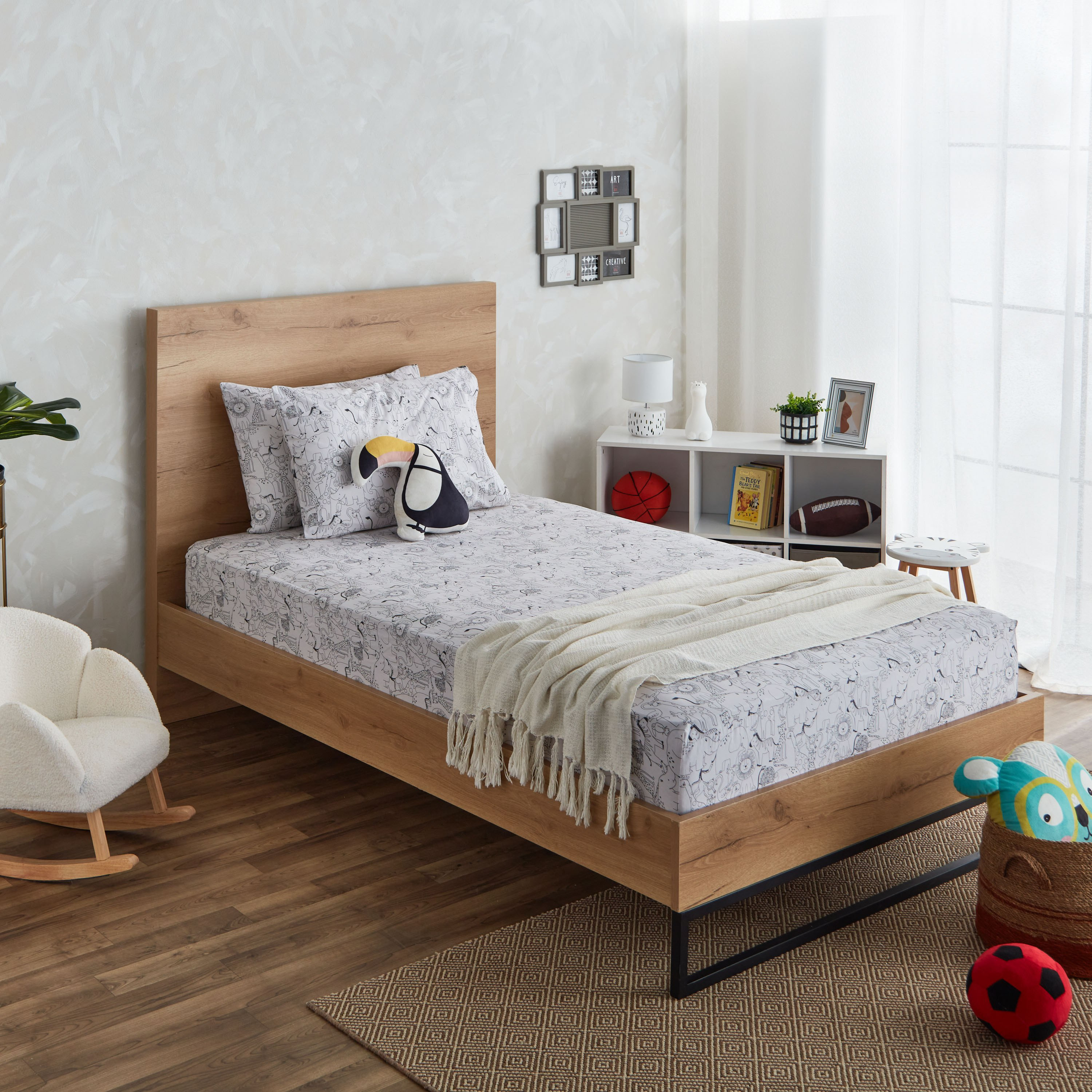 Ron Zoological Cotton Twin Fitted Sheet - 120x200+25 cm-hbxhomeware-hbxkidsandyouth-image-7