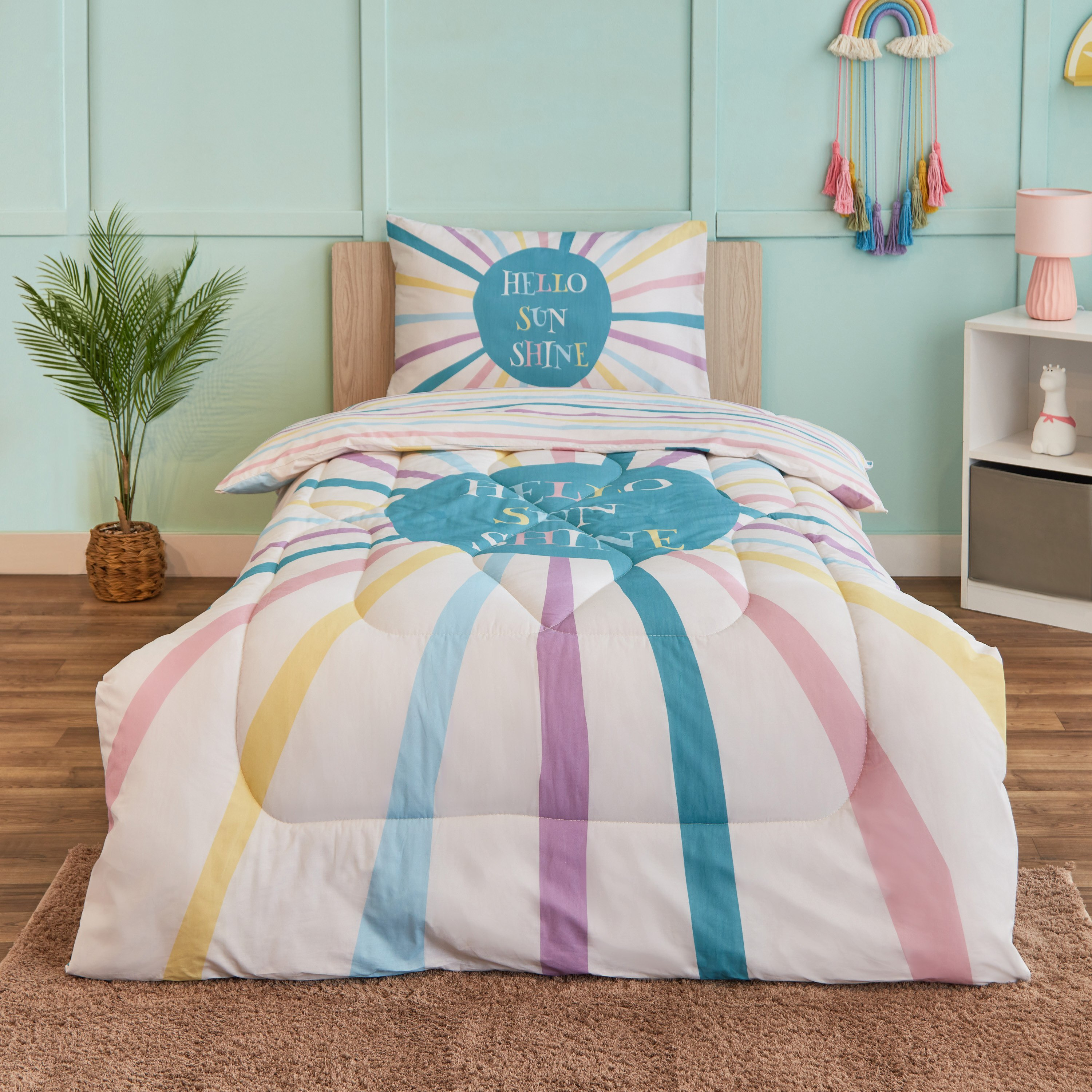 طقم لحاف فردي قطن قطعتين هالو صن شاين من هيرميوني - 135x220 سم-hbxhomeware-hbxkidsandyouth-image-1