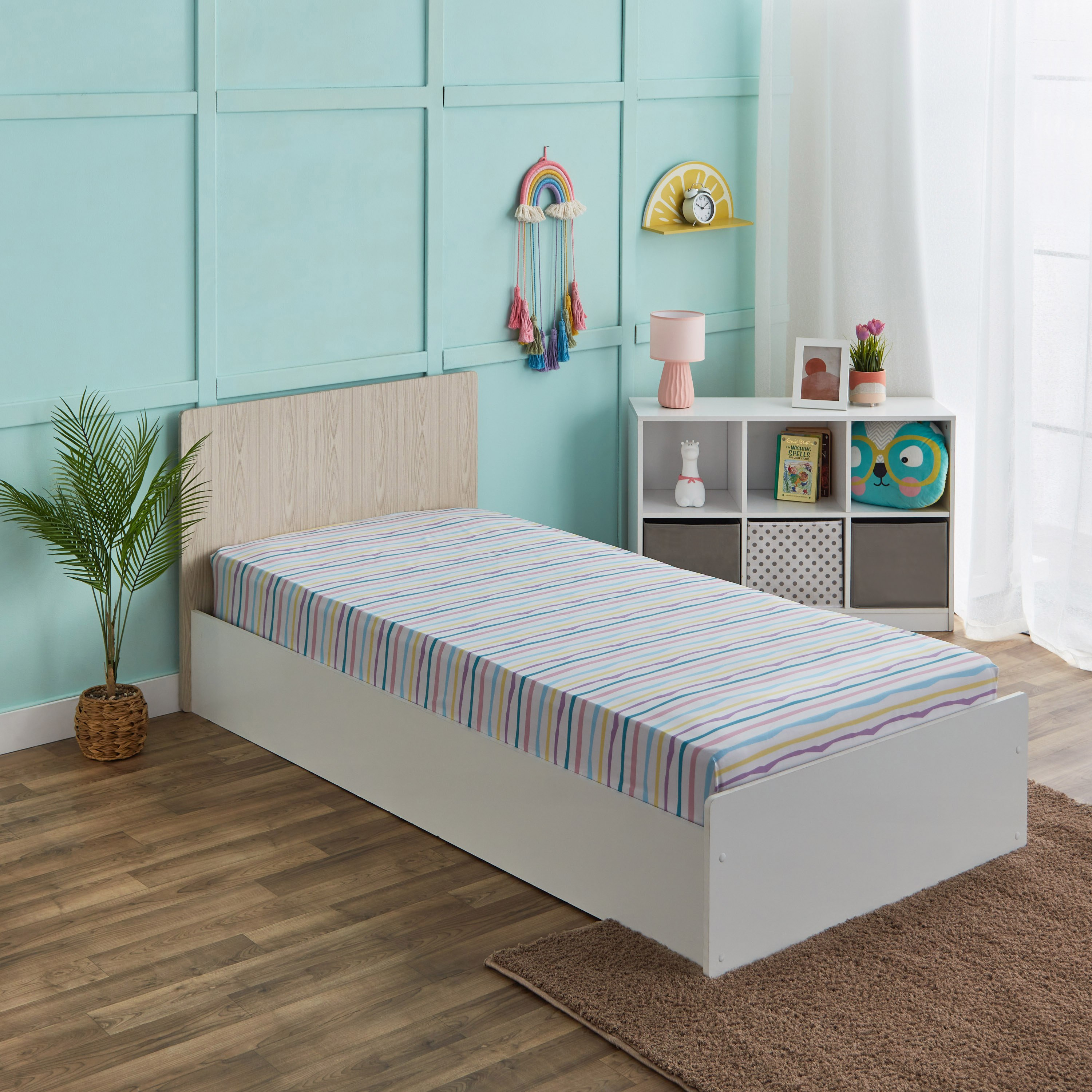 شرشف مطاطي فردي قطن من هيرميوني هيلو صن شاين - 90x200+25 سم-hbxhomeware-hbxkidsandyouth-image-1
