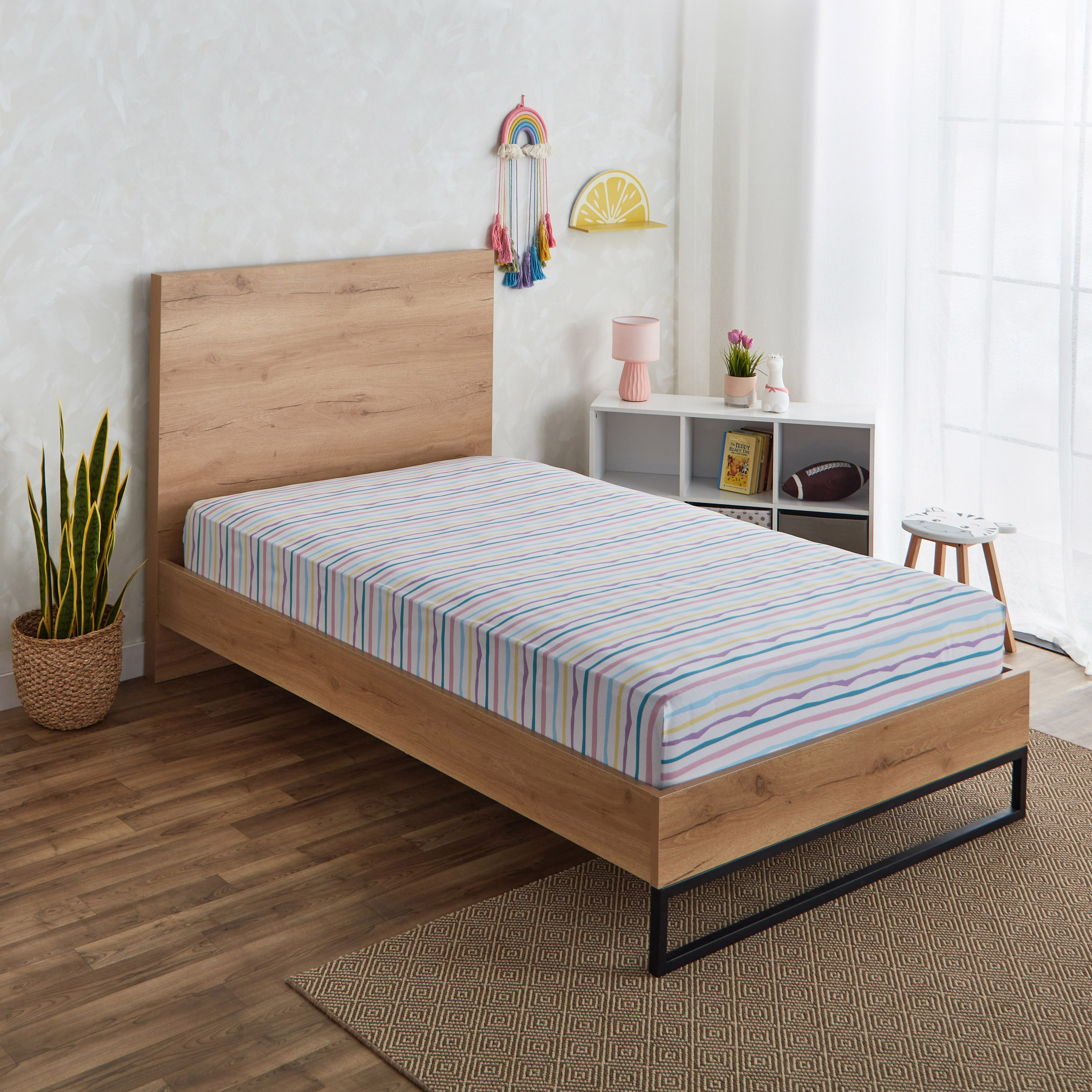 شرشف مطاطي توين قطن من هيرميوني هيلو صن شاين - 120x200+25 سم-hbxhomeware-hbxkidsandyouth-image-1