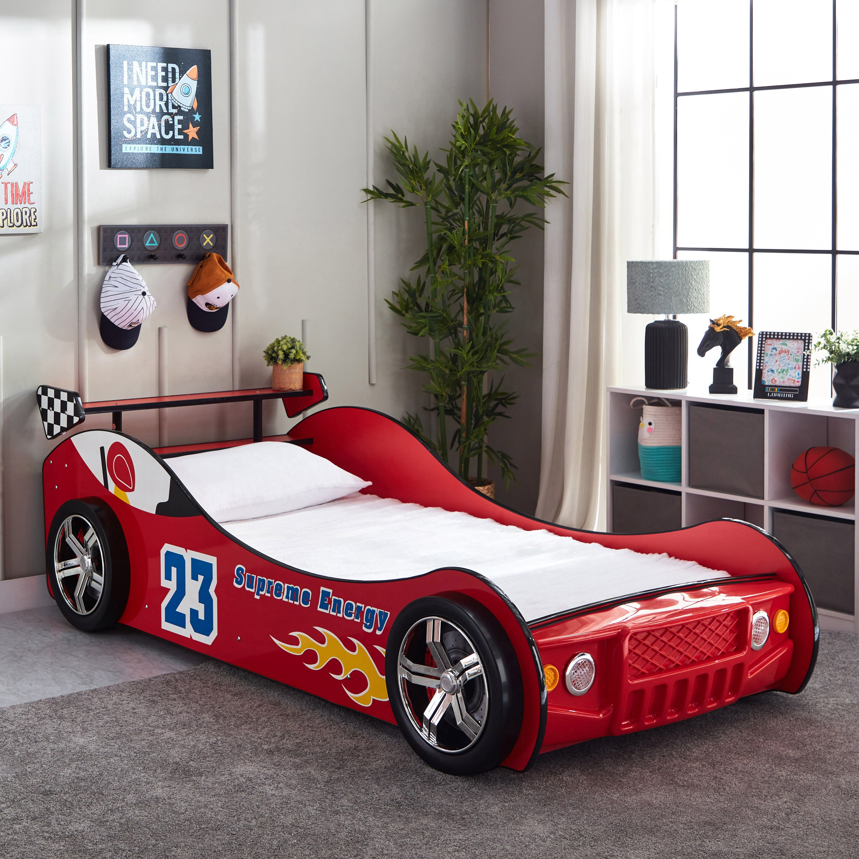 سرير تصميم سيارة سباق فردي من سوبريم إنيرجي - 90x190 سم-hbxfurniture-bedsandbedsets-beds-single-image-1
