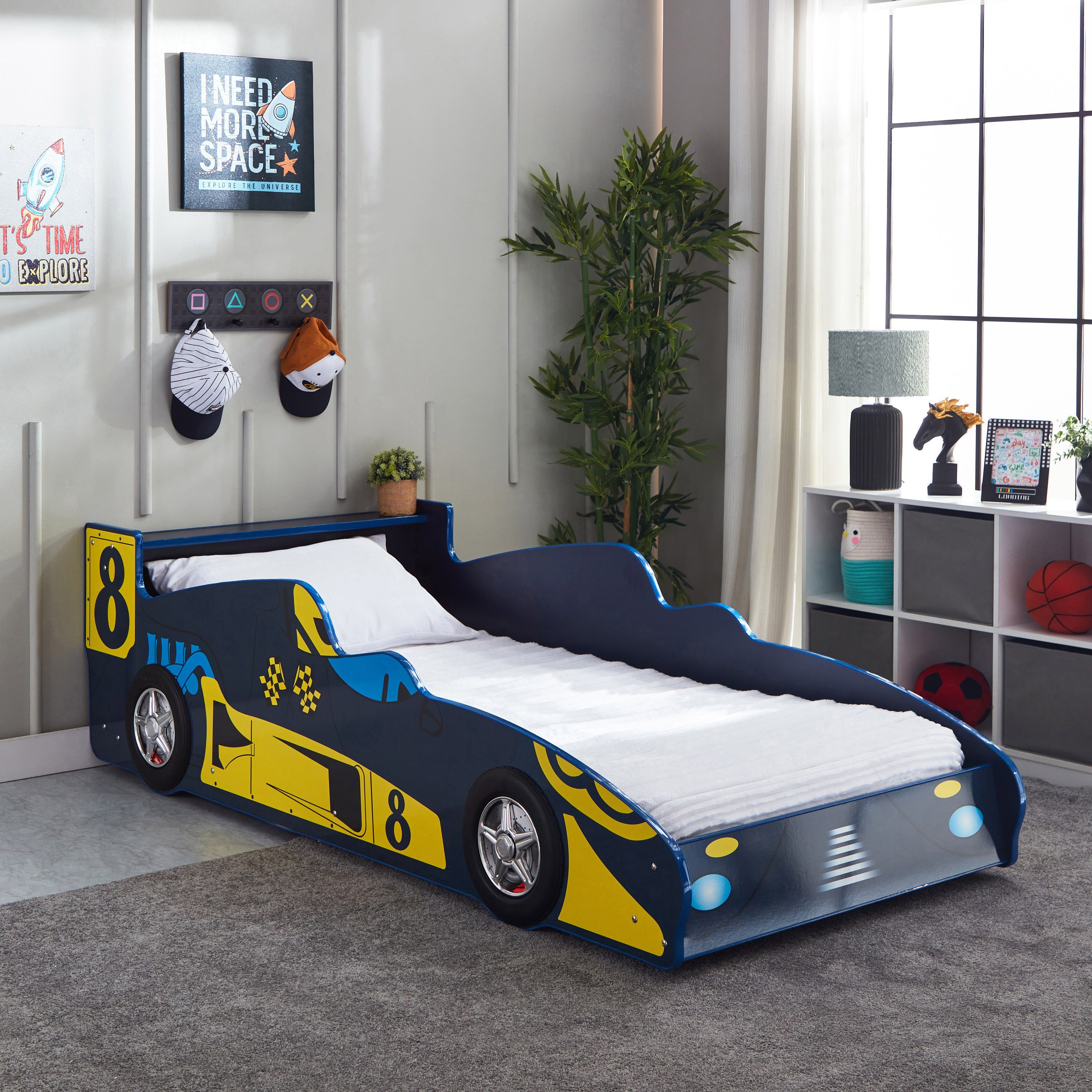 سرير بتصميم سيارة سباق من سوبريم أف1 - 90x190 سم-hbxfurniture-bedsandbedsets-beds-single-image-1