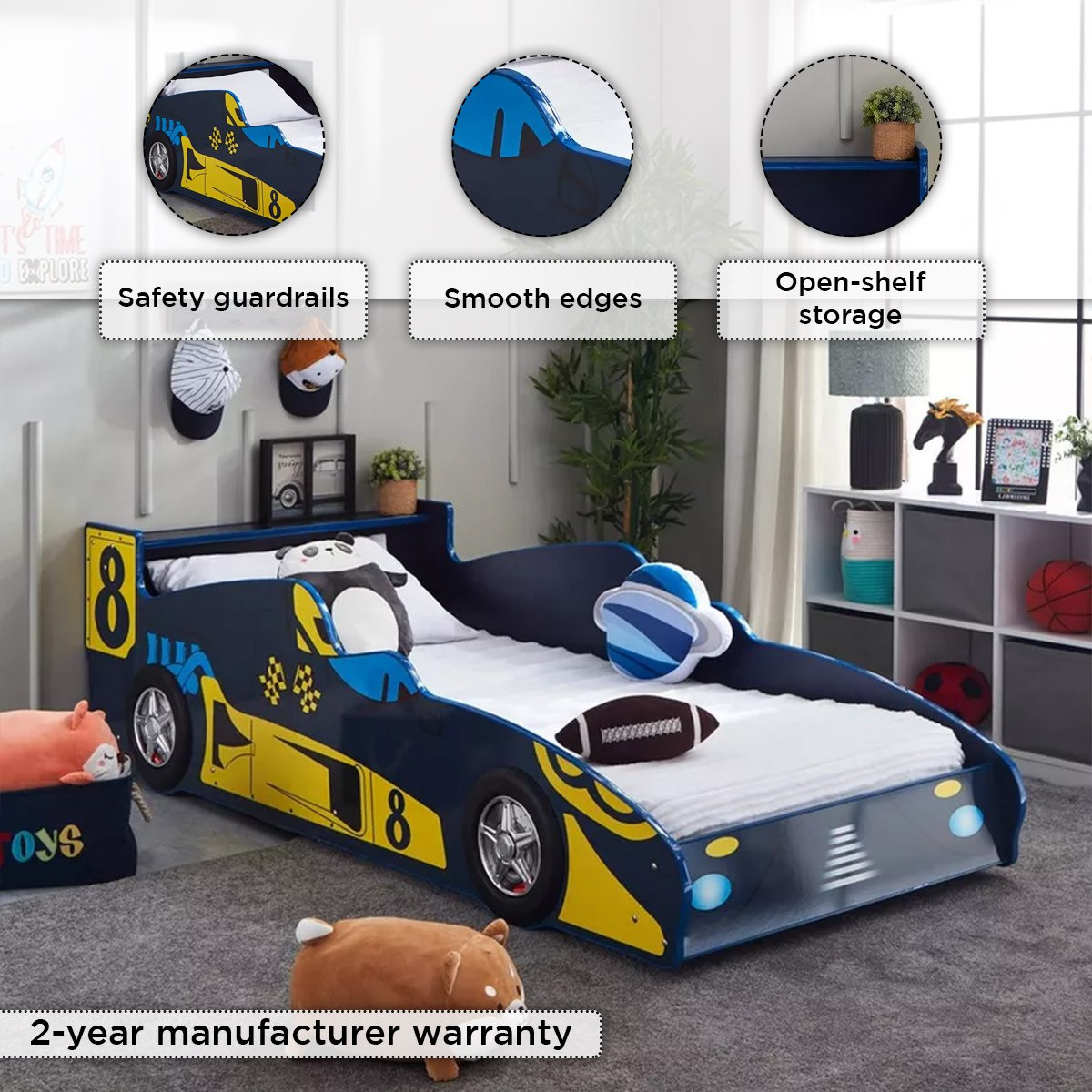 سرير بتصميم سيارة سباق من سوبريم أف1 - 90x190 سم-hbxfurniture-bedsandbedsets-beds-single-image-4