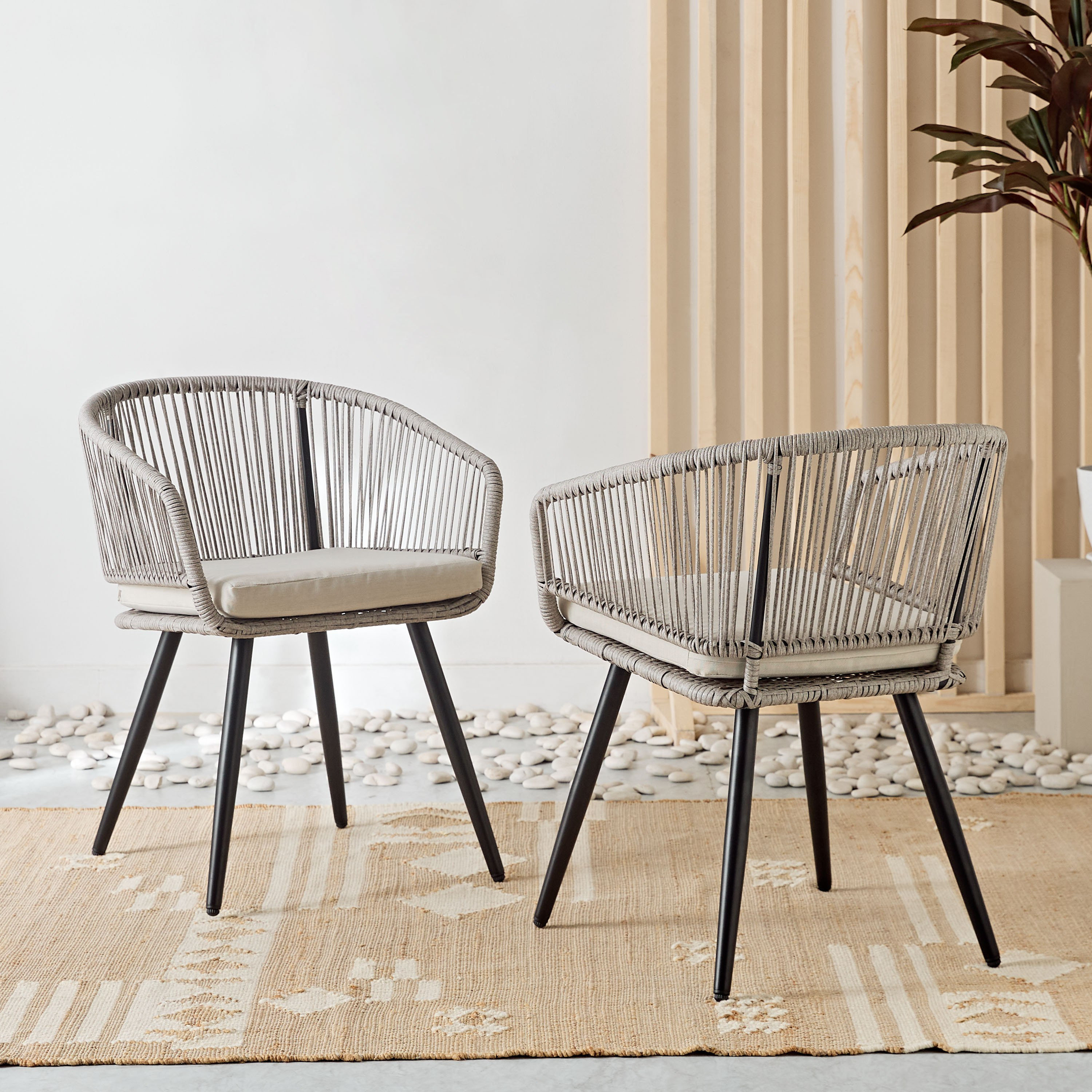 Vera Fresca Coal 2-Seater Outdoor Balcony Set with Cushions-hbxfurniture-outdoor-diningsets-image-2