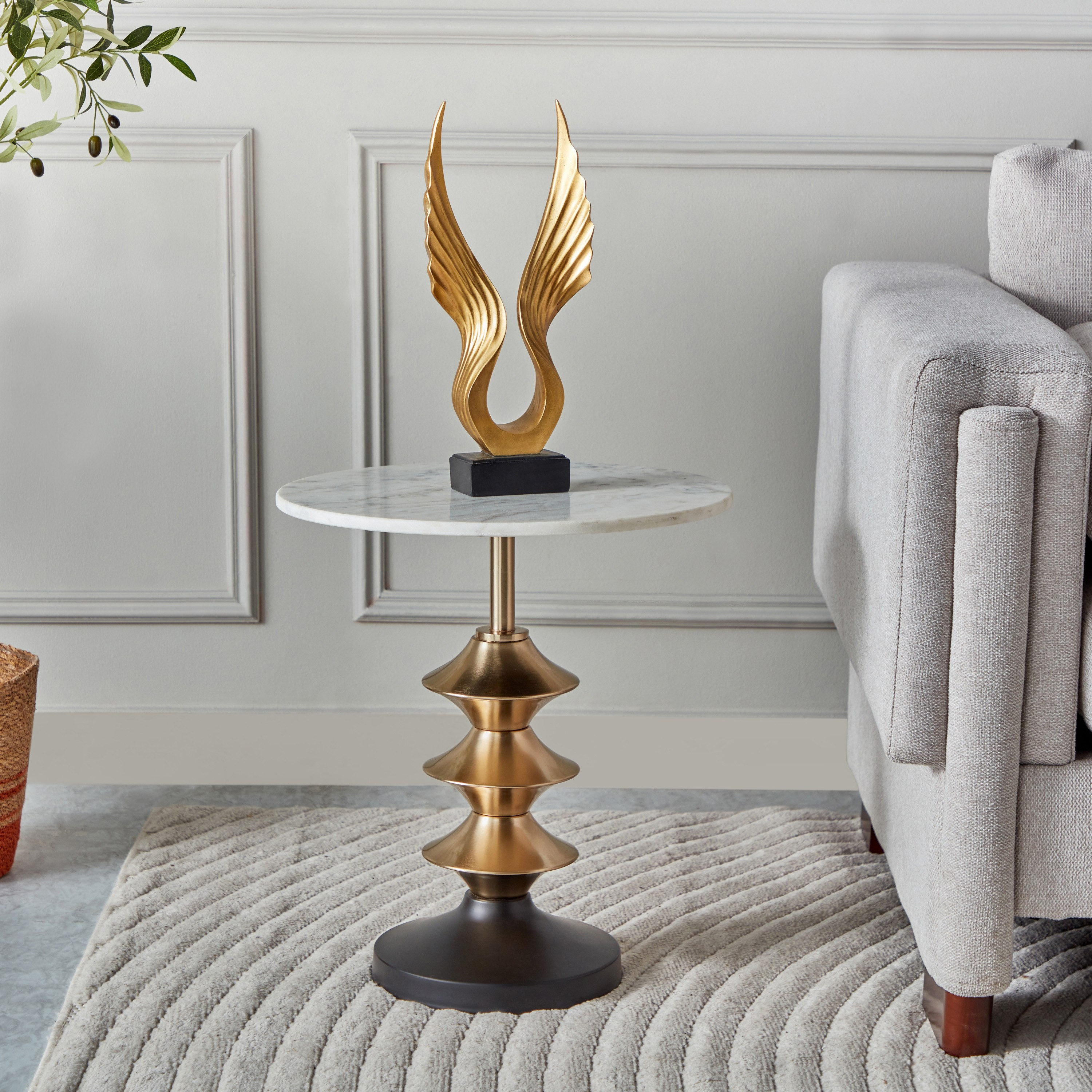 Cavon Helix Genuine Marble Top End Table-hbxfurniture-livingroom-endtables-image-1