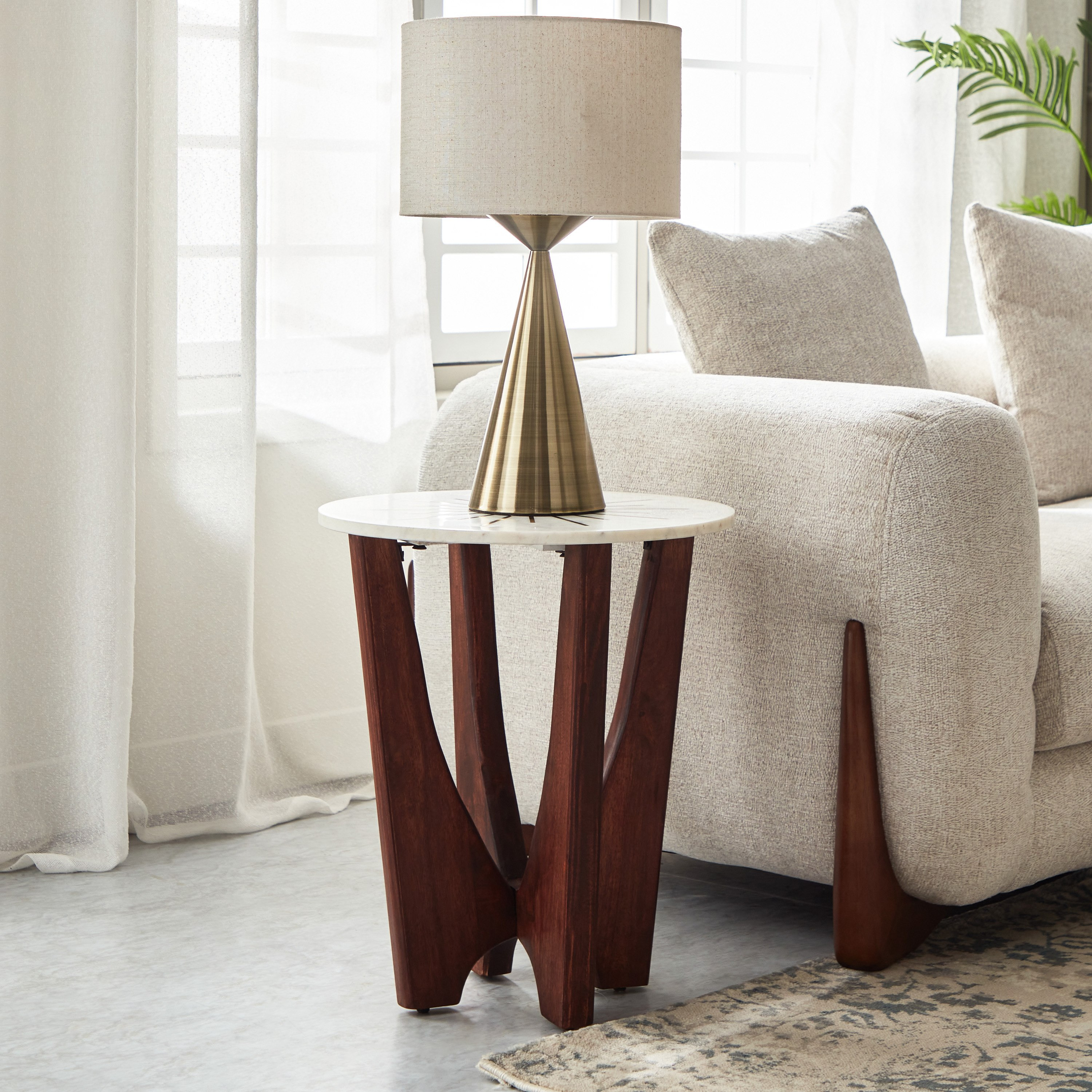 Vendra Arka Solid Wood End Table with Genuine Marble Top and Brass Inlay-PROMO_HB_SA_HBX10_TH1000_NEW_031025-image-1