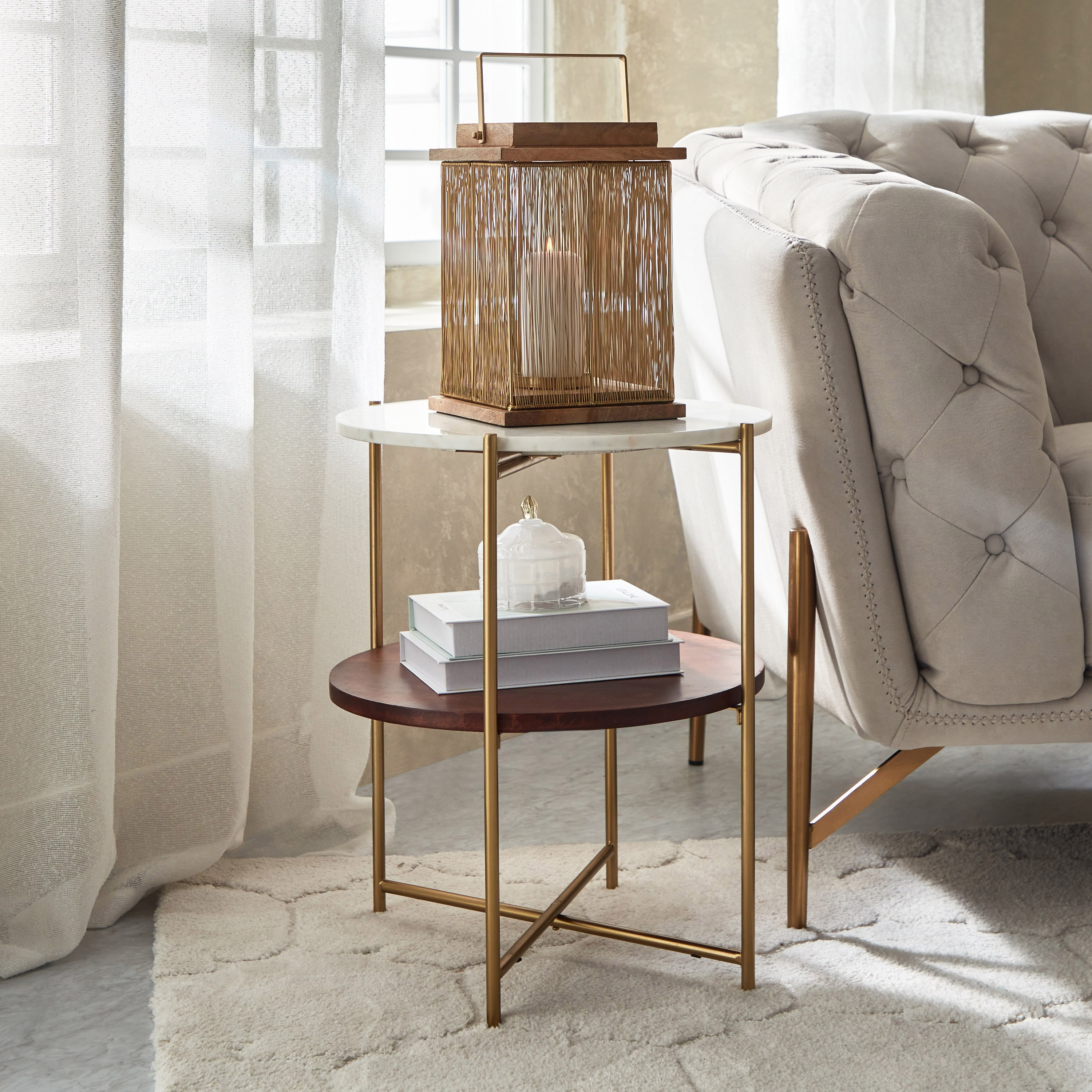Vendra Messika Nxt Genuine Marble Top End Table with Solid Wood Shelf-PROMO_HB_SA_HBX10_TH1000_NEW_031025-image-1