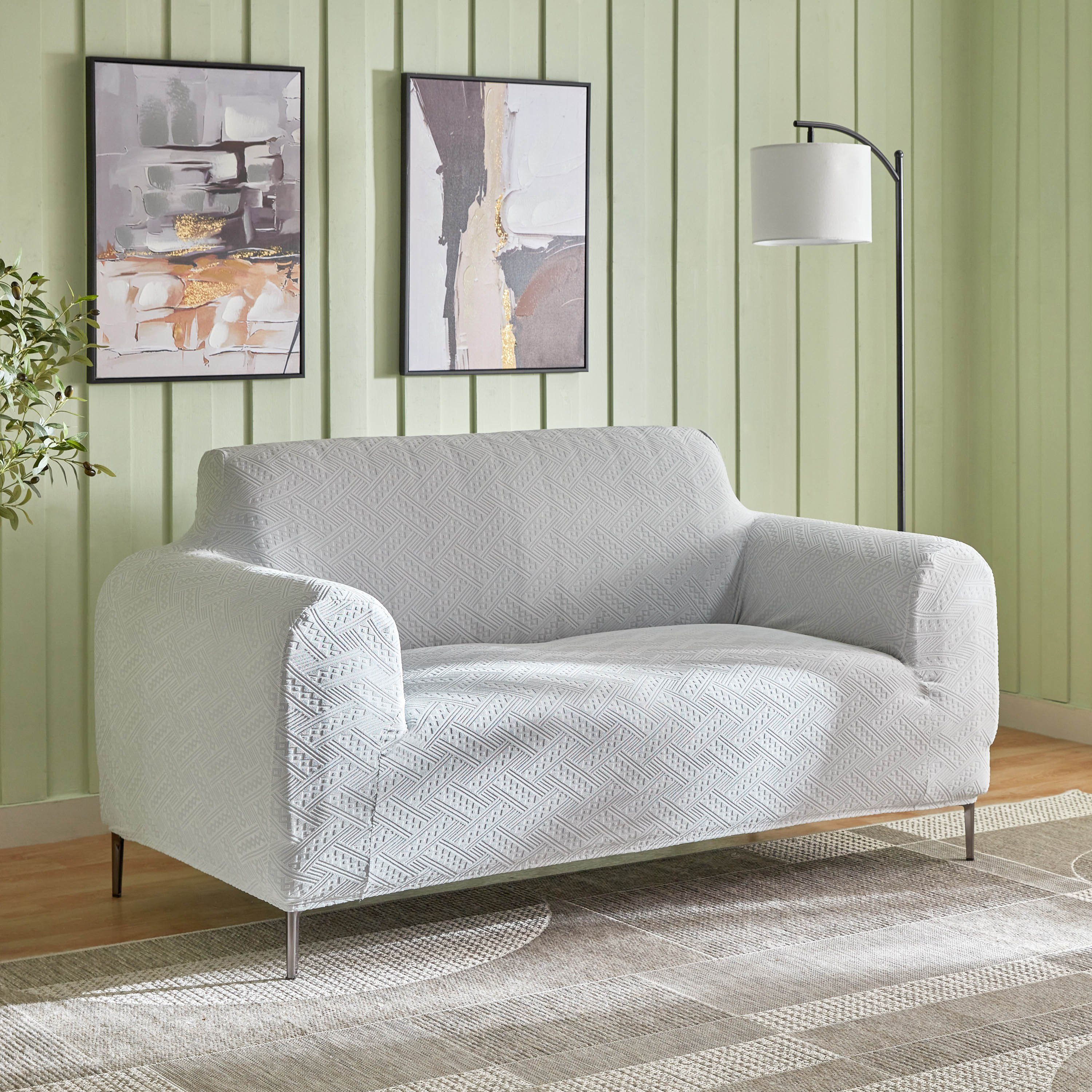 Comfino 2-Seater Knitted Jacquard Sofa Cover - 135-175 cm-hbxhomeware-hbxdecorandfurnishings-image-1