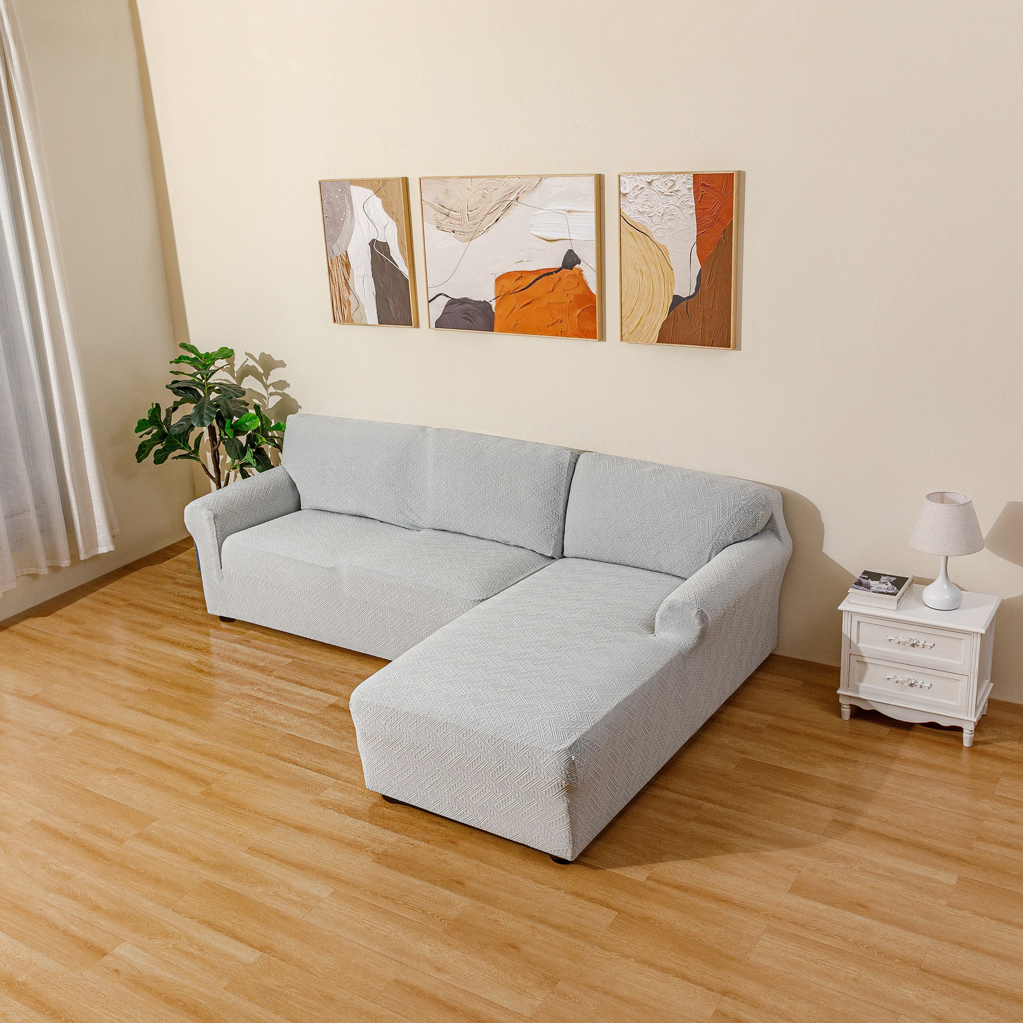 غطاء كنبة ركنية يمين جاكار محبوك سادة من كومفينو - 110-135 و 90-100 سم-hbxhomeware-hbxdecorandfurnishings-image-6