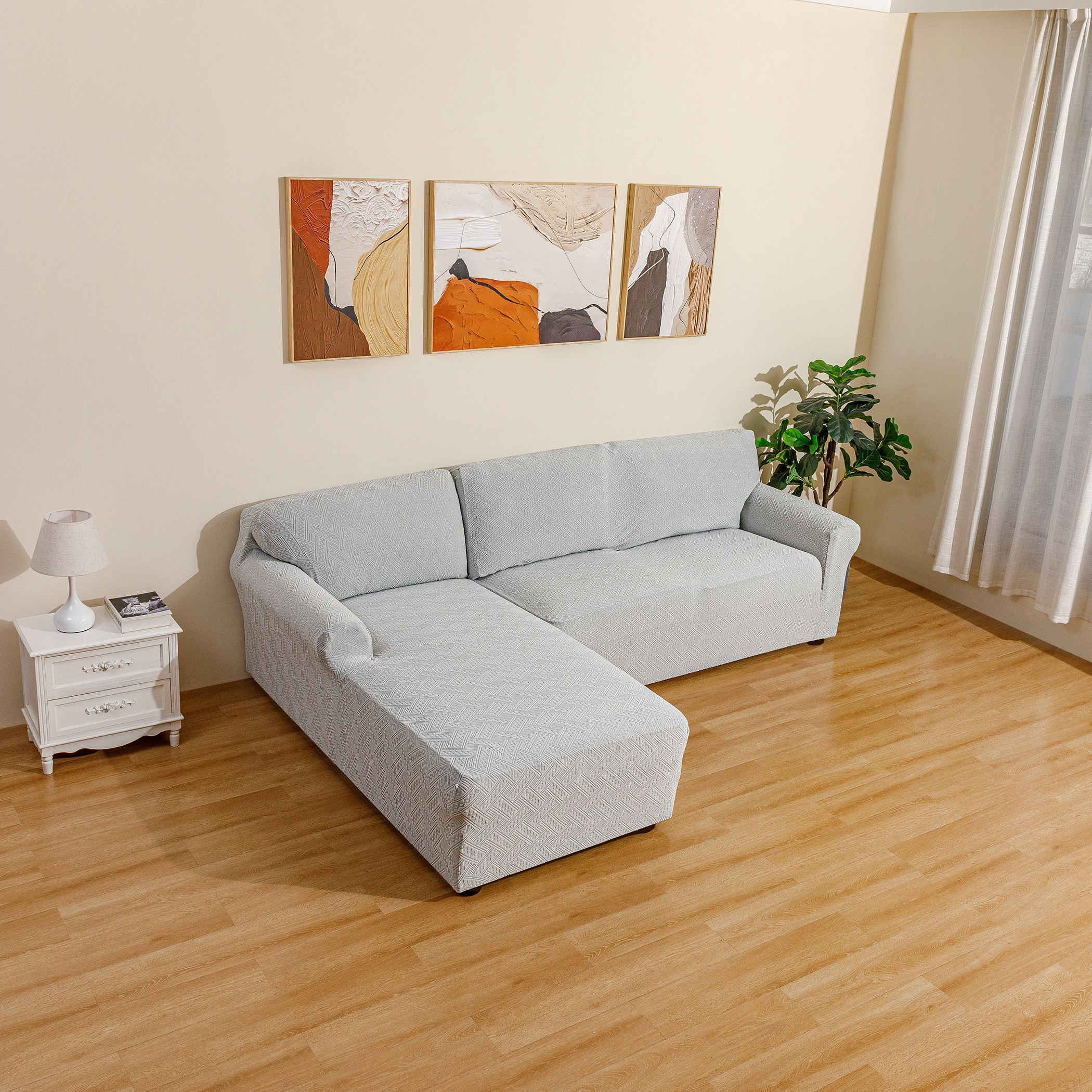 غطاء كنبة ركنية يسار جاكار محبوك سادة من كومفينو - 90-100 و110-135 سم-PROMO_HB_AE_B1G1_250925-image-6
