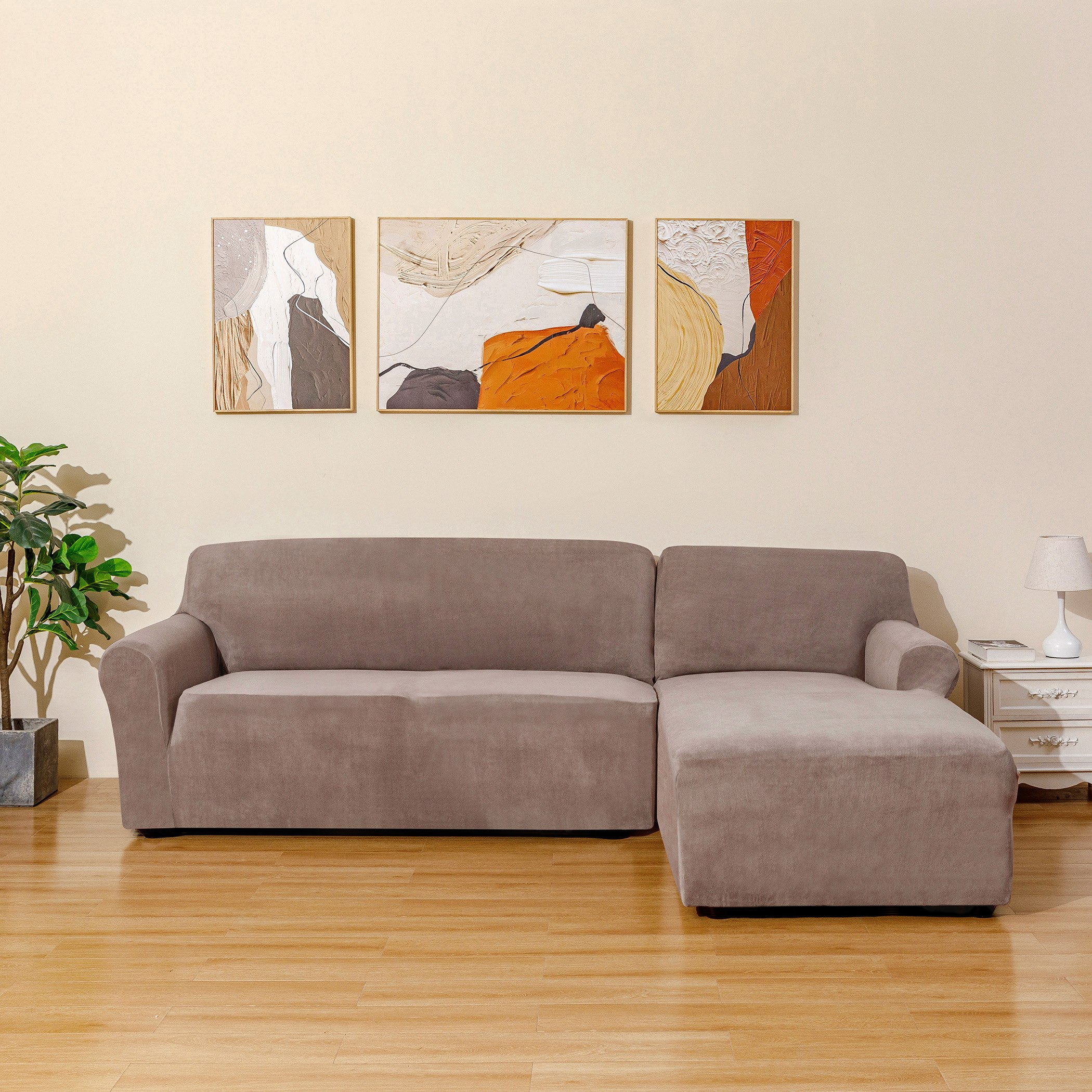 غطاء كنبة ركنية يمين مخملي سادة من فيلورا- 110-135 و 90-100 سم-hbxhomeware-hbxdecorandfurnishings-image-1