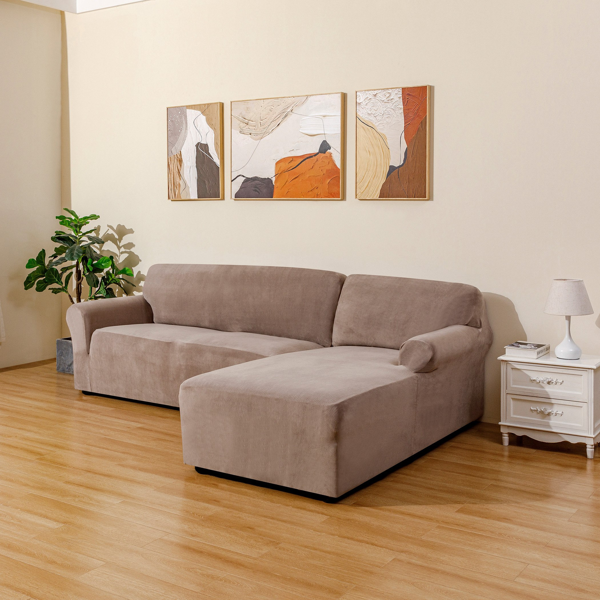 غطاء كنبة ركنية يمين مخملي سادة من فيلورا- 110-135 و 90-100 سم-hbxhomeware-hbxdecorandfurnishings-image-2