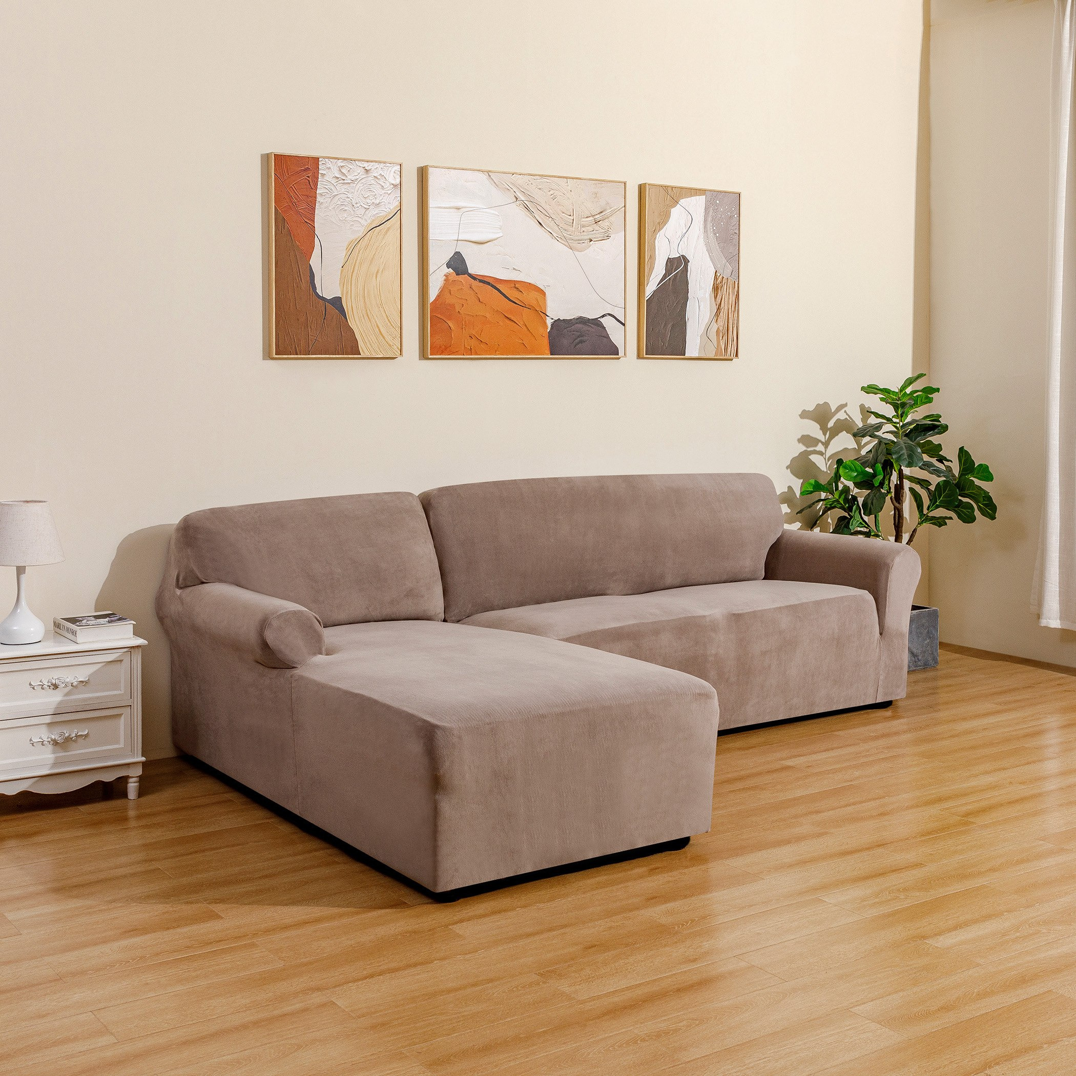 غطاء كنبة ركنية يسار مخملي سادة من فيلورا - 90-100 و 110-135 سم-hbxhomeware-hbxdecorandfurnishings-image-2