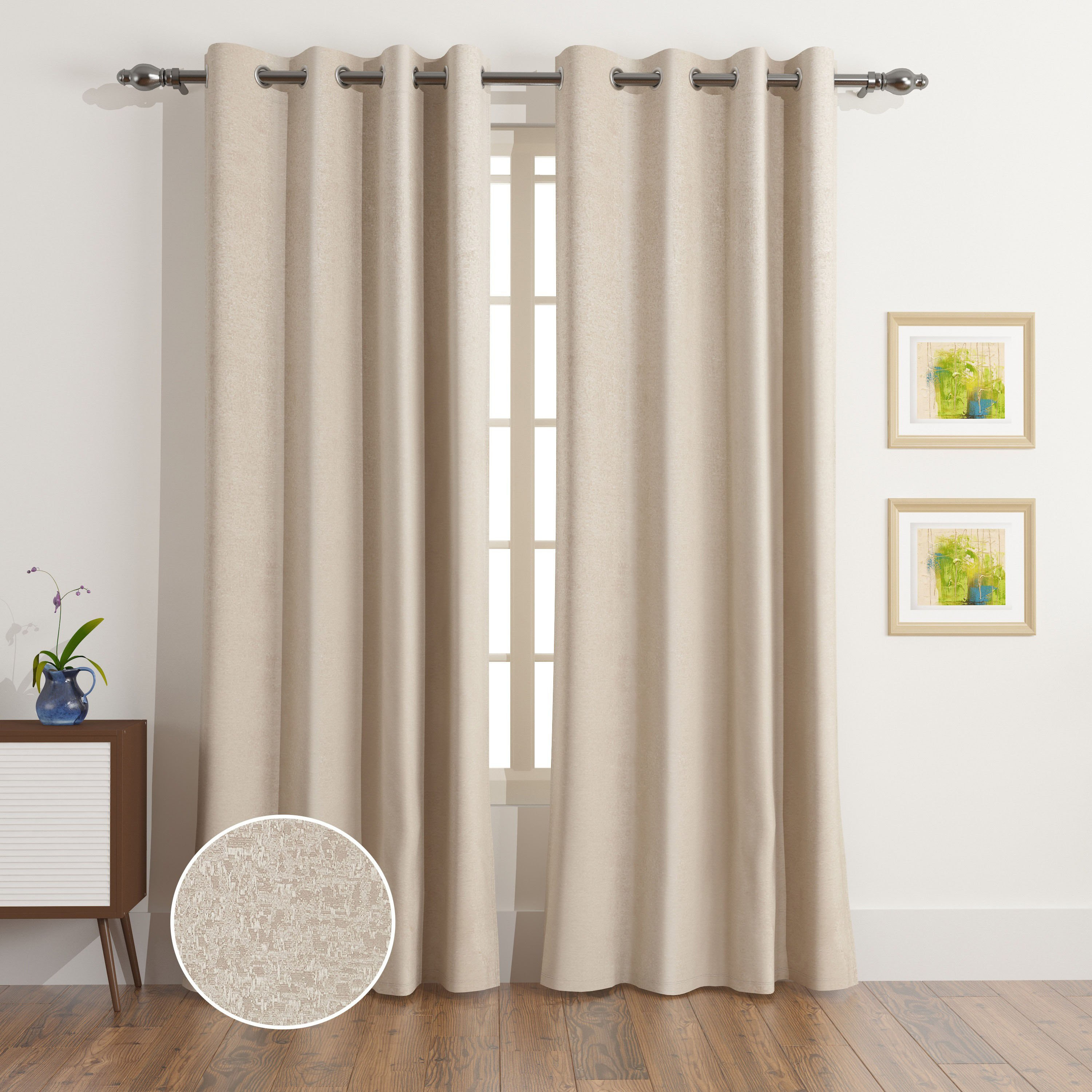 Lisbon Aavya 2-Piece Extra Long Jacquard Curtain Set - 140x300 cm-hbxhomeware-hbxdecorandfurnishings-image-1