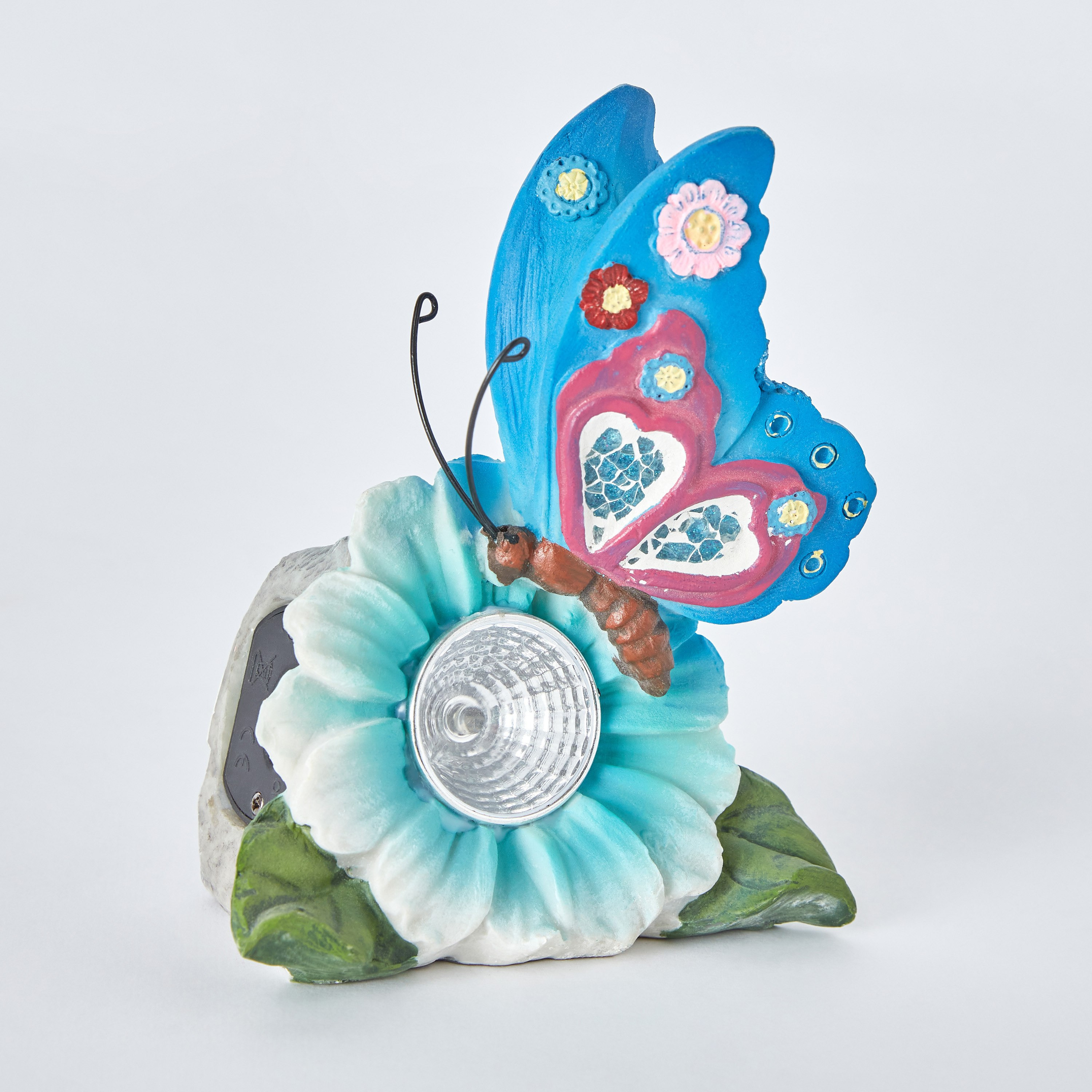 قطعة ديكور بتصميم فراشة بوليريسين مع إضاءة شمسية من استريل - 12.5x7.6x14 سم-hbxhomeware-hbxdecorandfurnishings-image-6