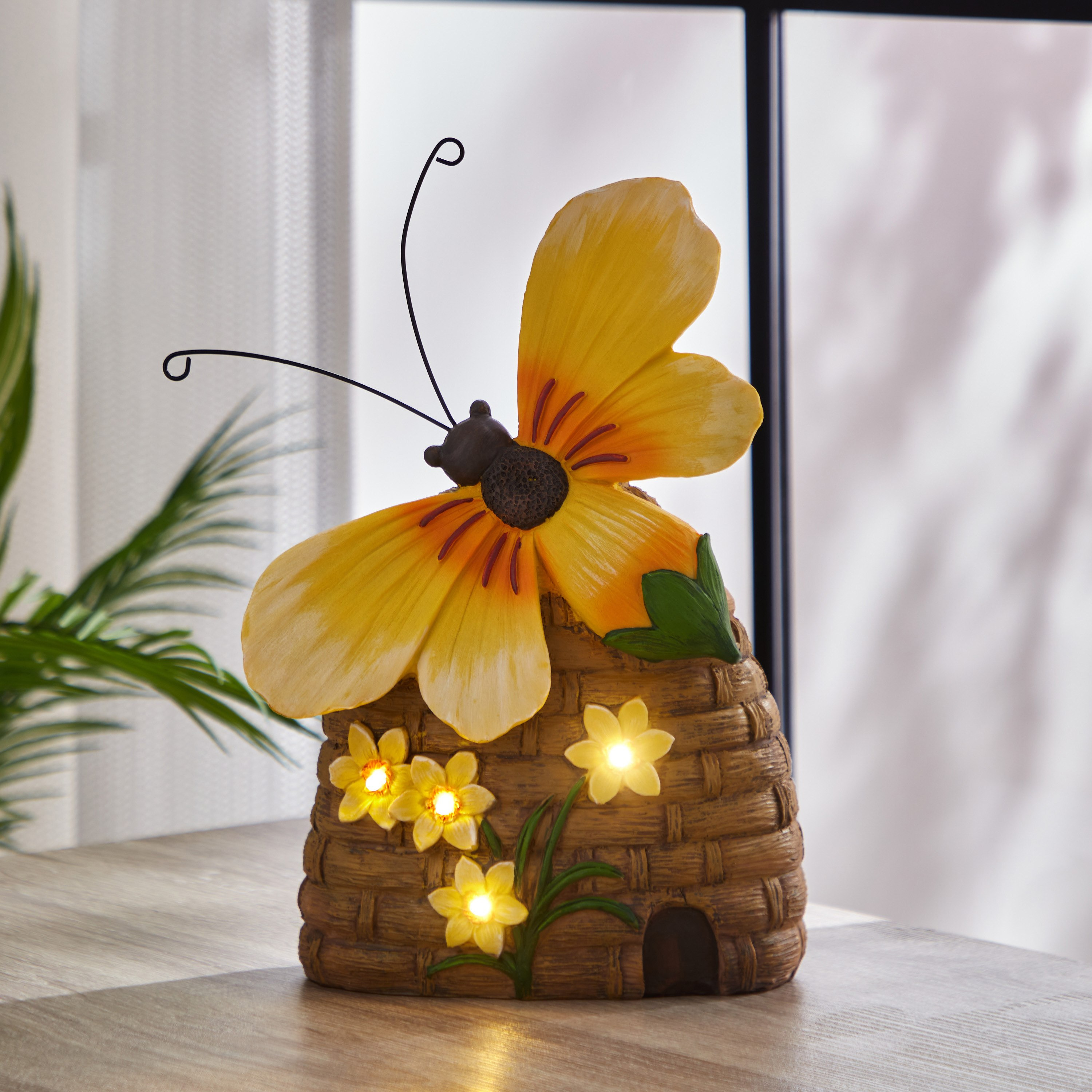 Astrail Polyresin Bee on Bamboo Basket - 22x11x31 cm-hbxhomeware-hbxdecorandfurnishings-image-1