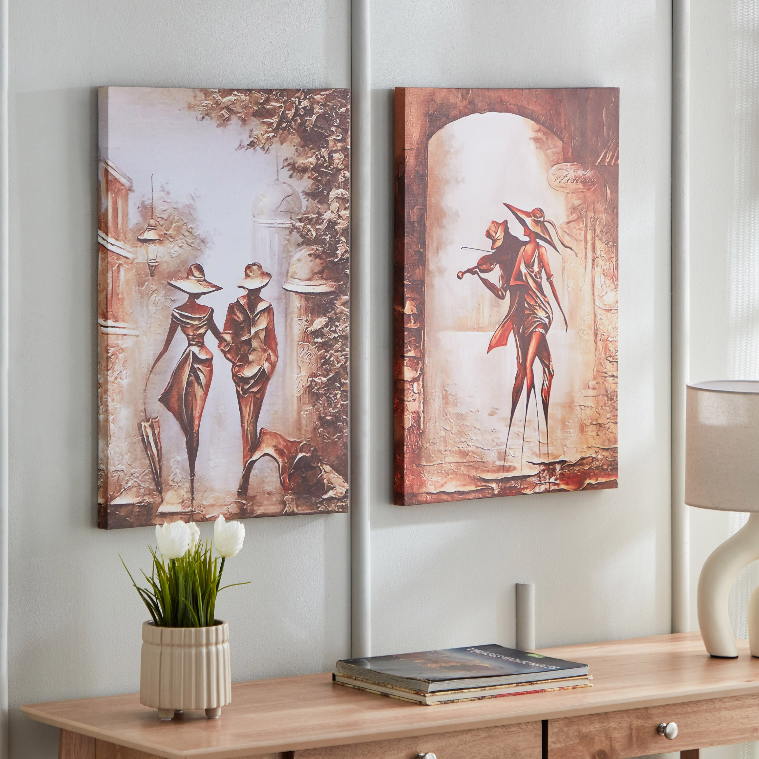 زينة حائط كانفاس بطبعات قطعتين من آيكا - 40x60x2.5 سم-hbxhomeware-hbxdecorandfurnishings-image-1