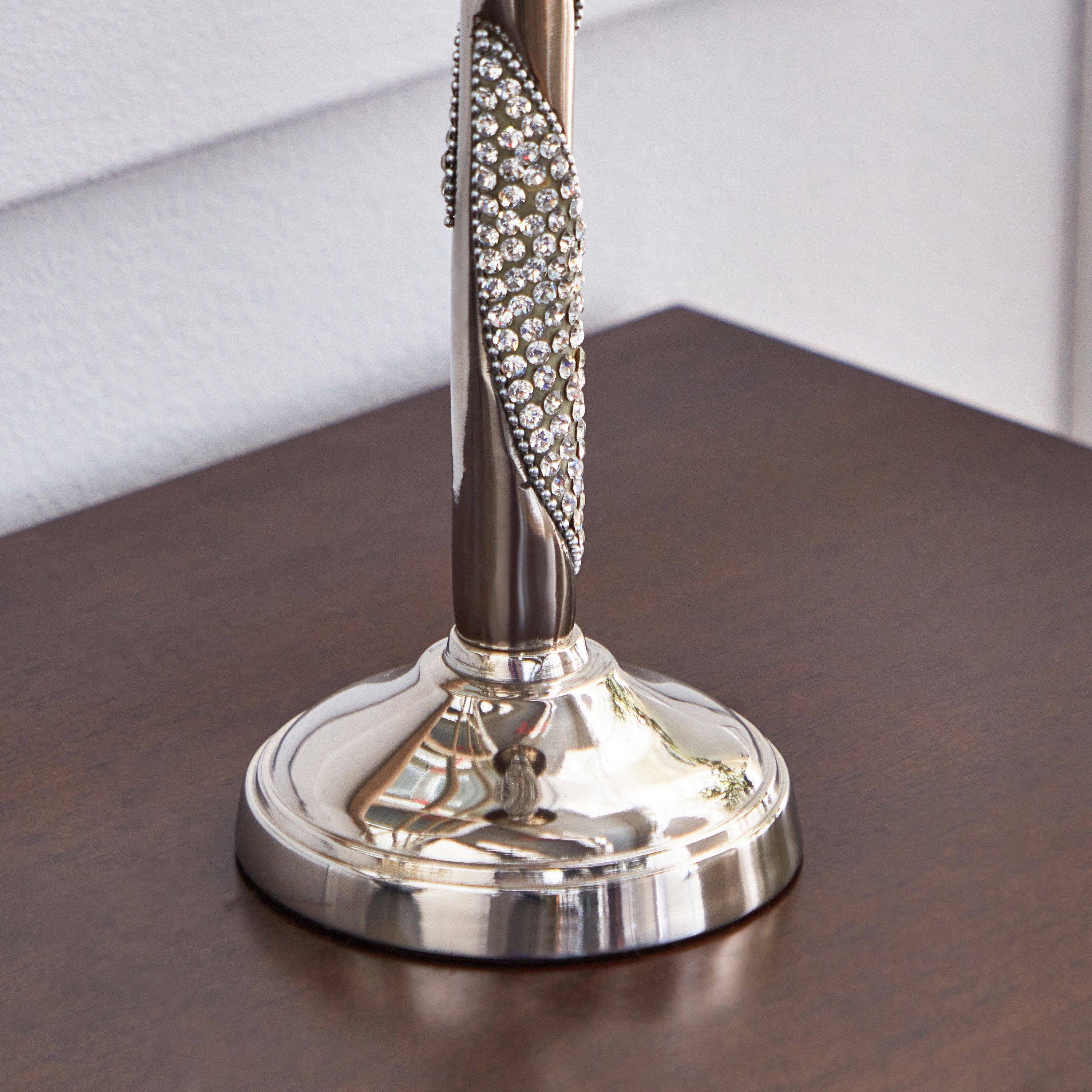 Linton Aluminium Pillar Candle Holder with Premium Rhinestone and Glass - 10x10x33 cm-hbxlivingroom-decorandaccessories-candleholders-image-3