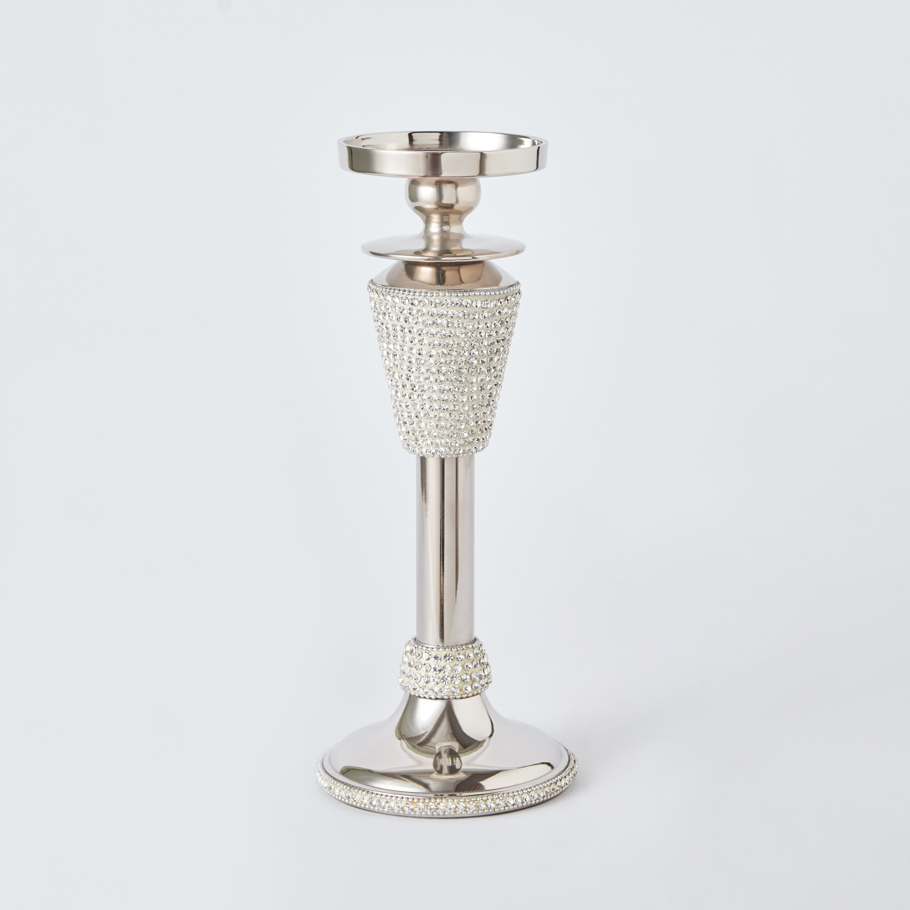 حامل شموع ألومنيوم مع أحجار الراين الفاخر من لينتون - 13x13x38 سم-hbxlivingroom-decorandaccessories-candleholders-image-6