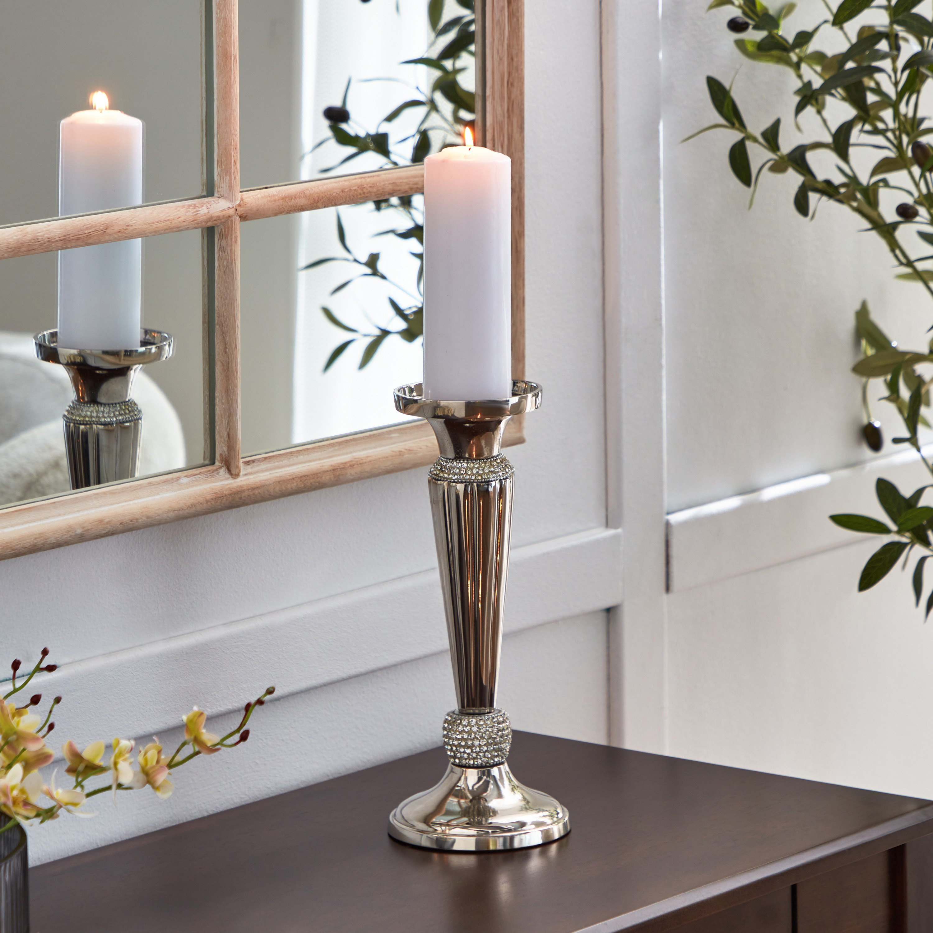 حامل شموع ألومنيوم بريميوم من لينتون - 12x12x30 سم-hbxlivingroom-decorandaccessories-candleholders-image-1