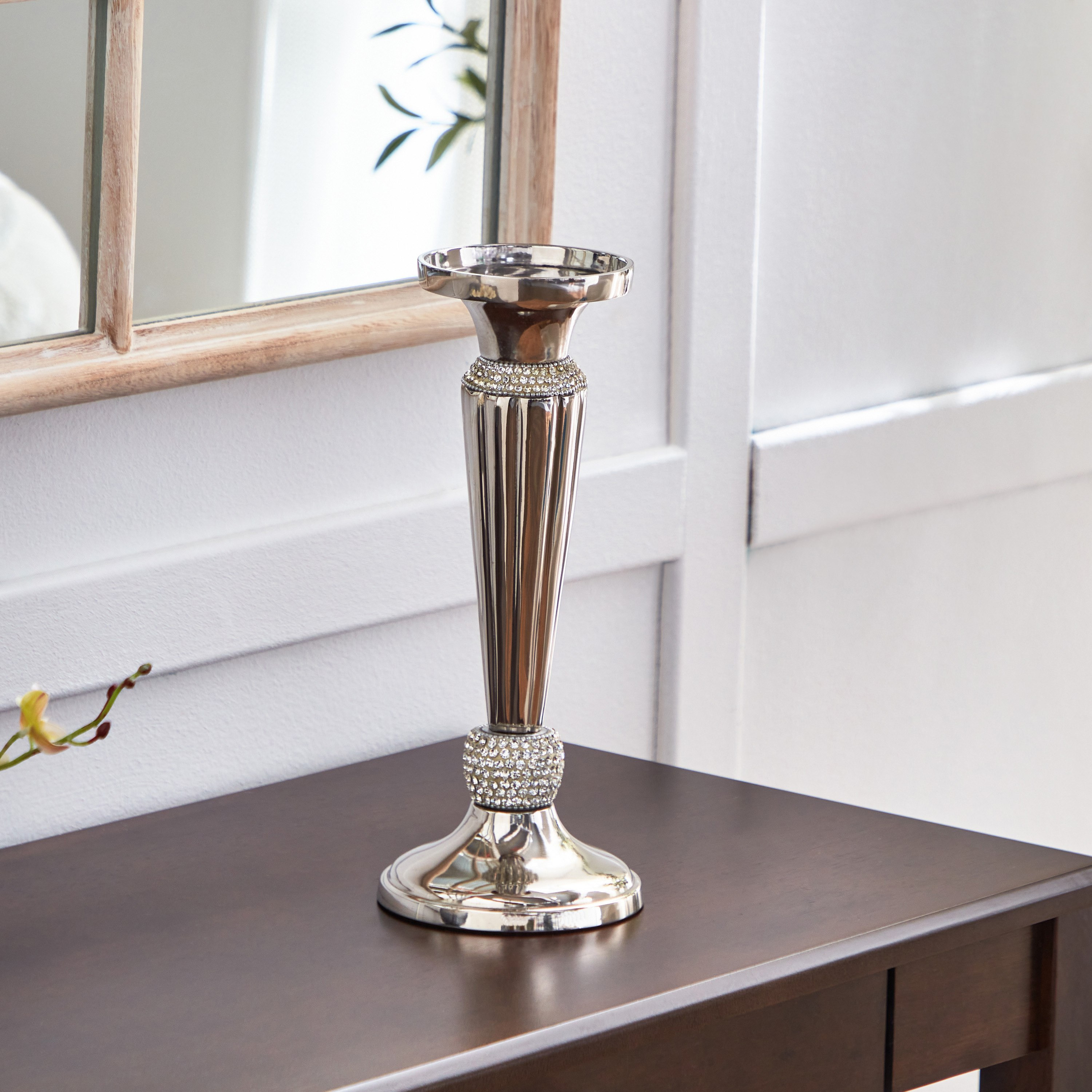 حامل شموع ألومنيوم بريميوم من لينتون - 12x12x30 سم-hbxlivingroom-decorandaccessories-candleholders-image-2