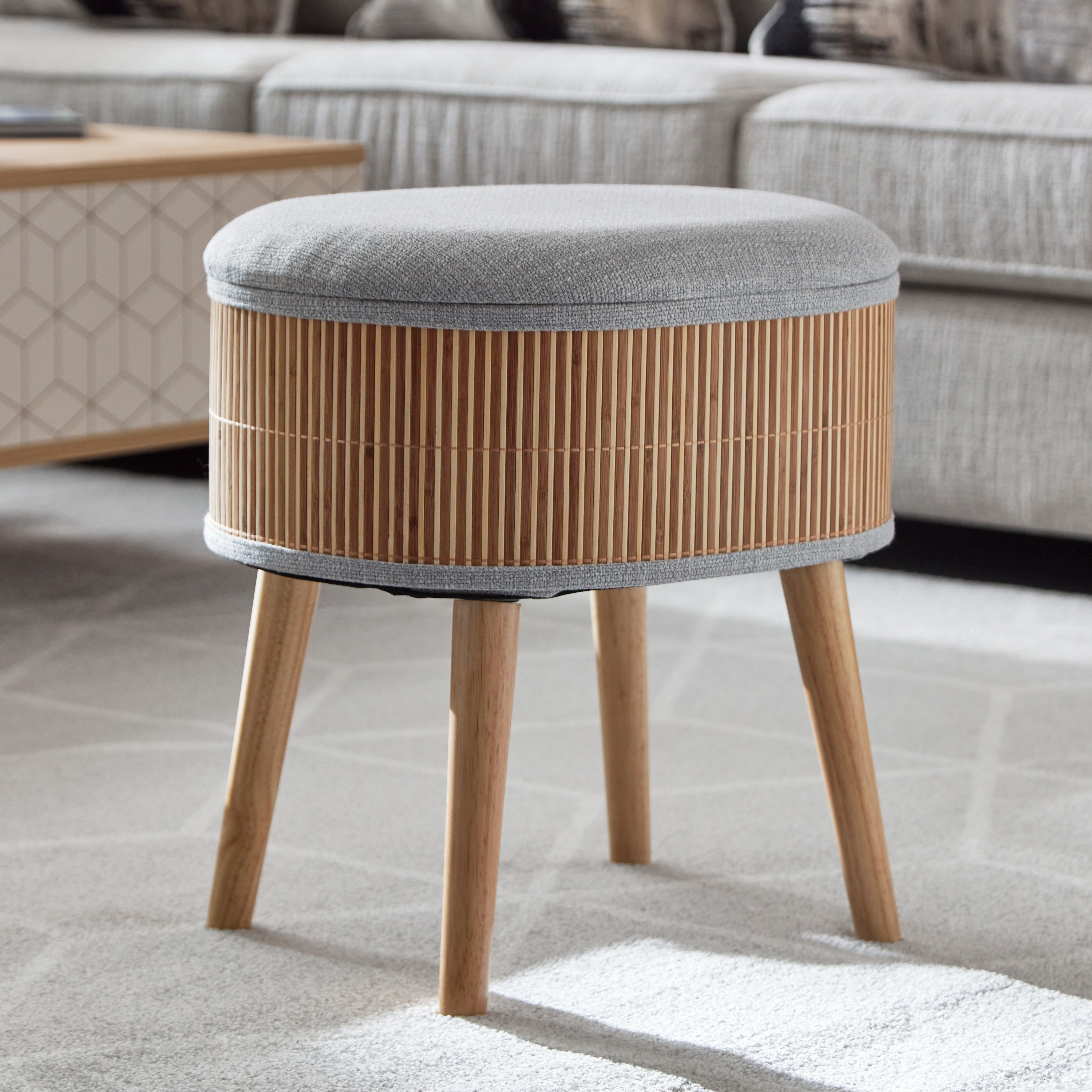 Bamboo storage ottoman discount