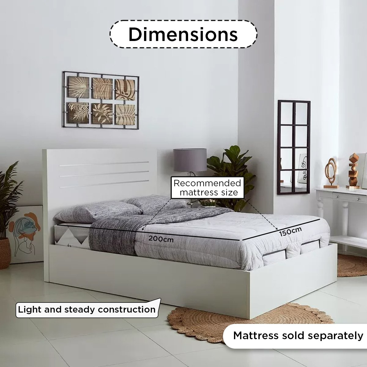 سرير كوين بمساحة تخزين هيدروليك من باتارا - 150x200 سم-hbxbedroom-bedsandbedsets-beds-queen-image-8