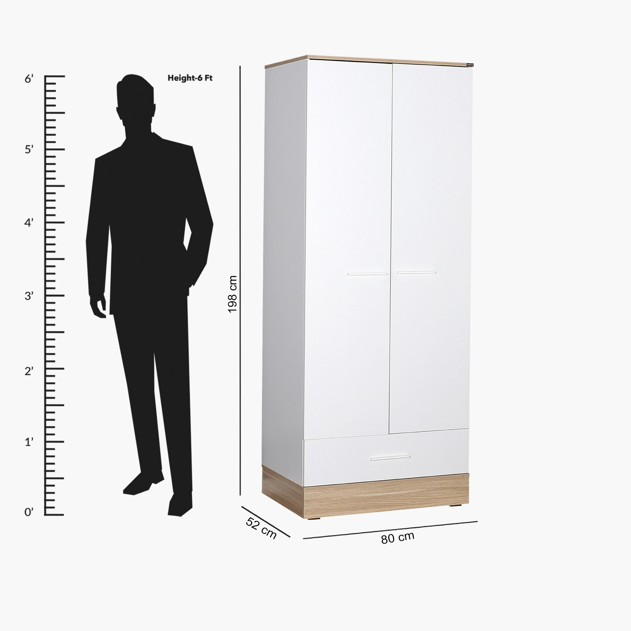 Movo Helina 2-Door Wardrobe with Drawer-hbxfurniture-wardrobes-image-6