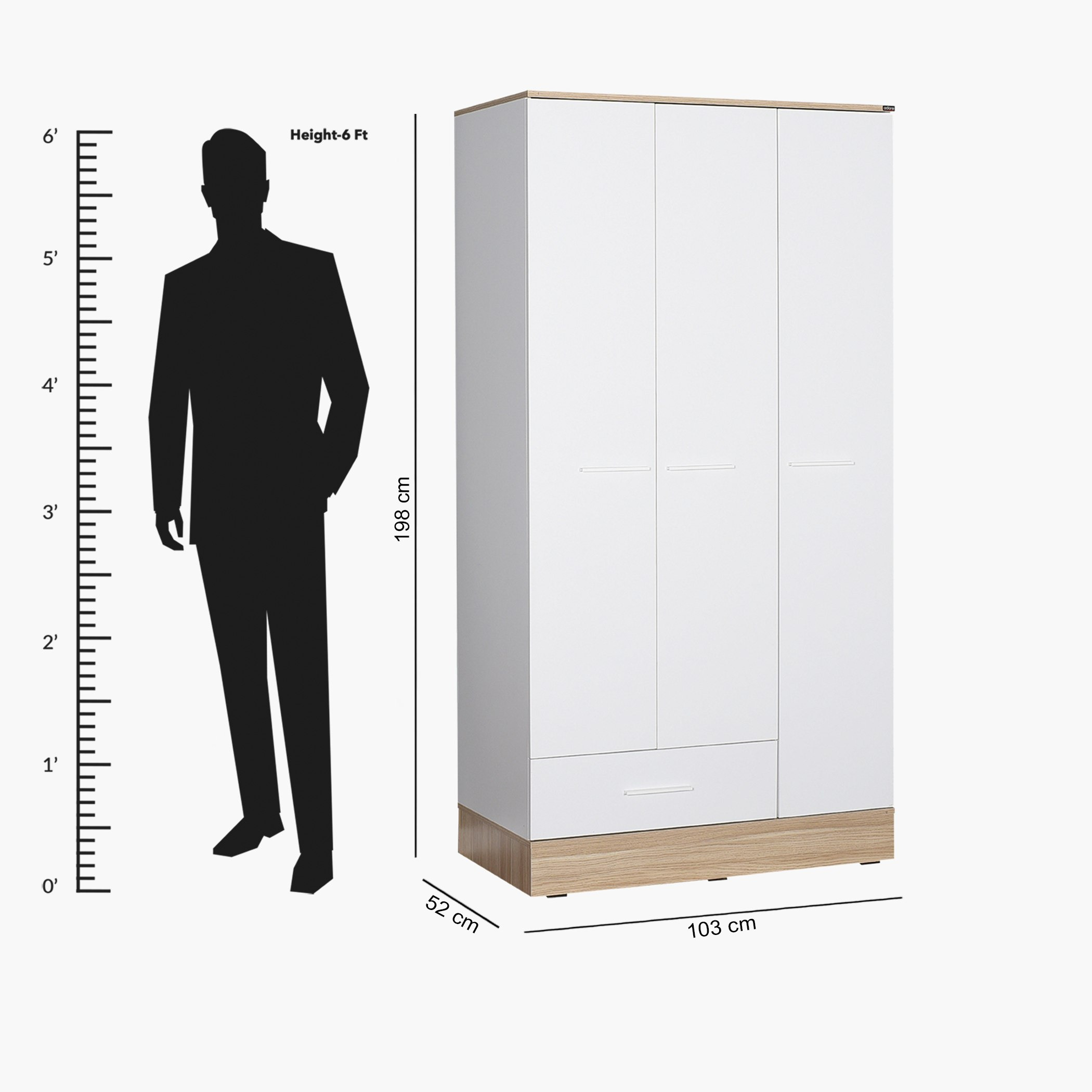 Movo Helina 3-Door Wardrobe with Drawer-hbxfurniture-wardrobes-image-6