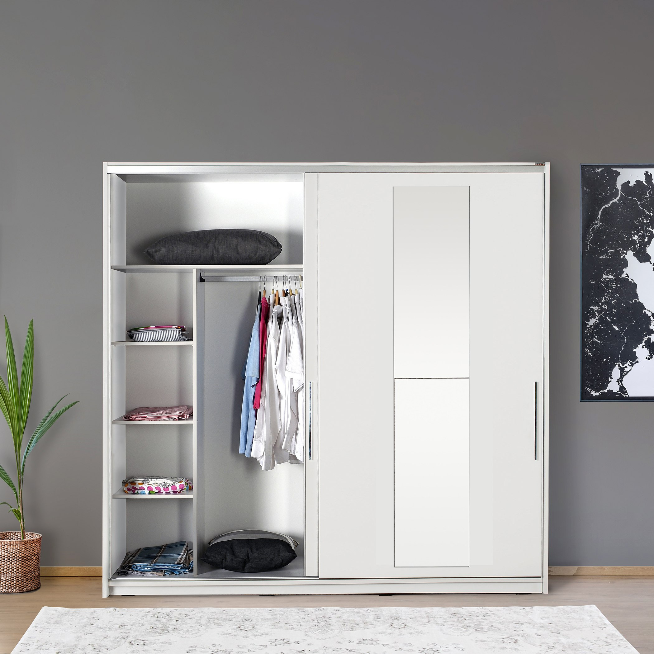 Open wardrobe clearance with sliding door