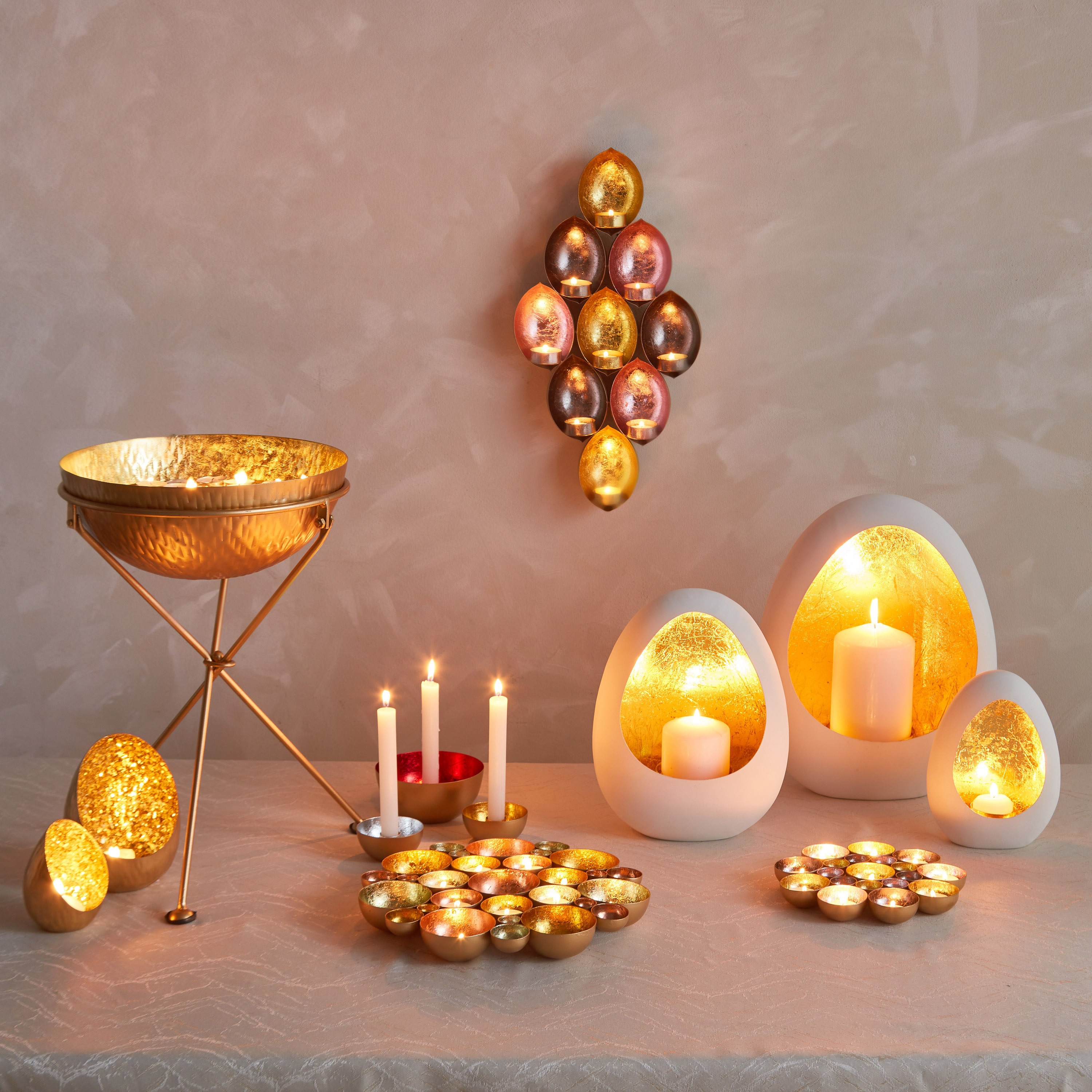 حامل شموع صغيرة معدني للطاولة بتصميم زهرة من زوها - 30x30x4 سم-hbxlivingroom-decorandaccessories-candleholders-image-5