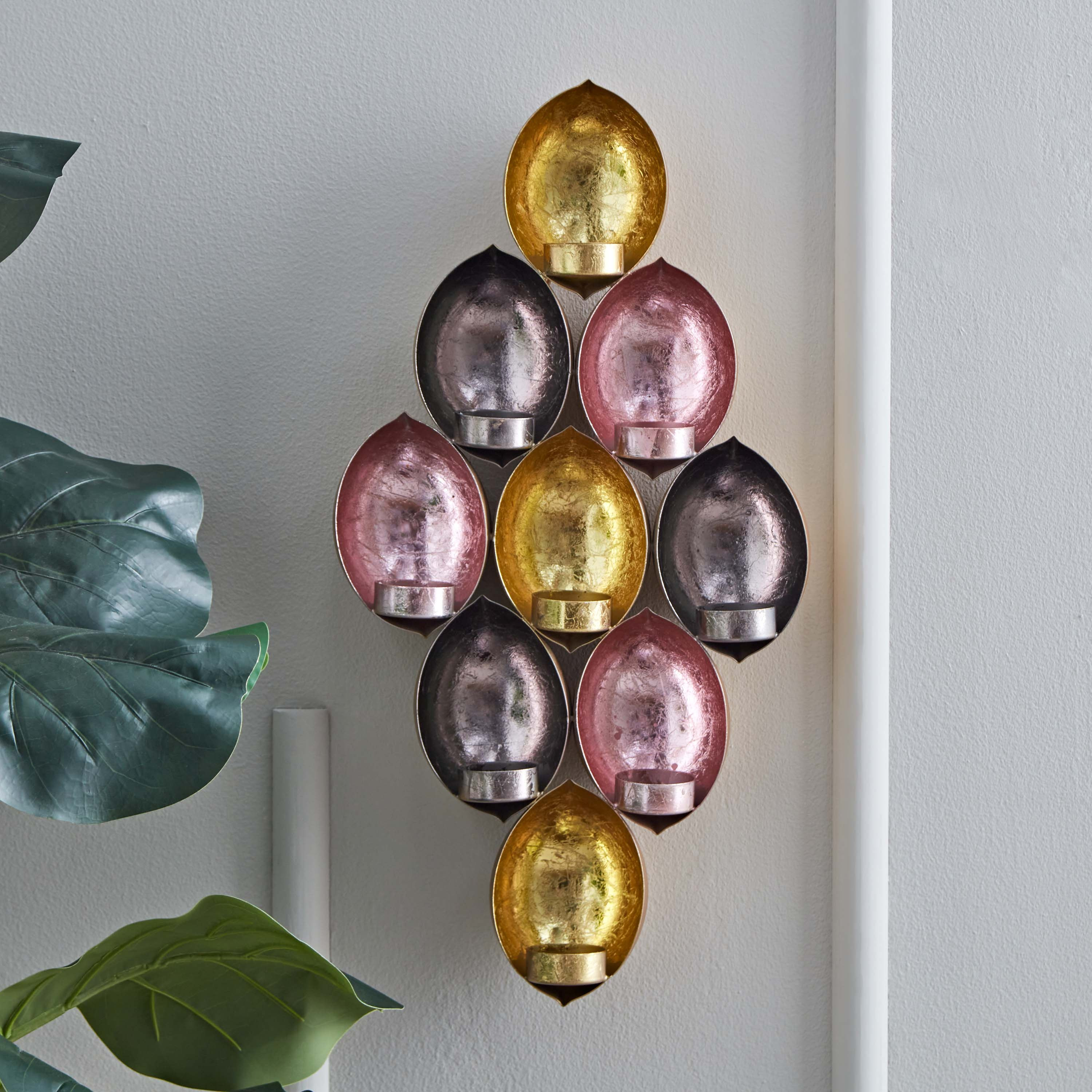 حامل شموع صغيرة معدنية ملونة ثلاثية الأبعاد من زوها - 20x20x3 سم-hbxlivingroom-decorandaccessories-candleholders-image-2