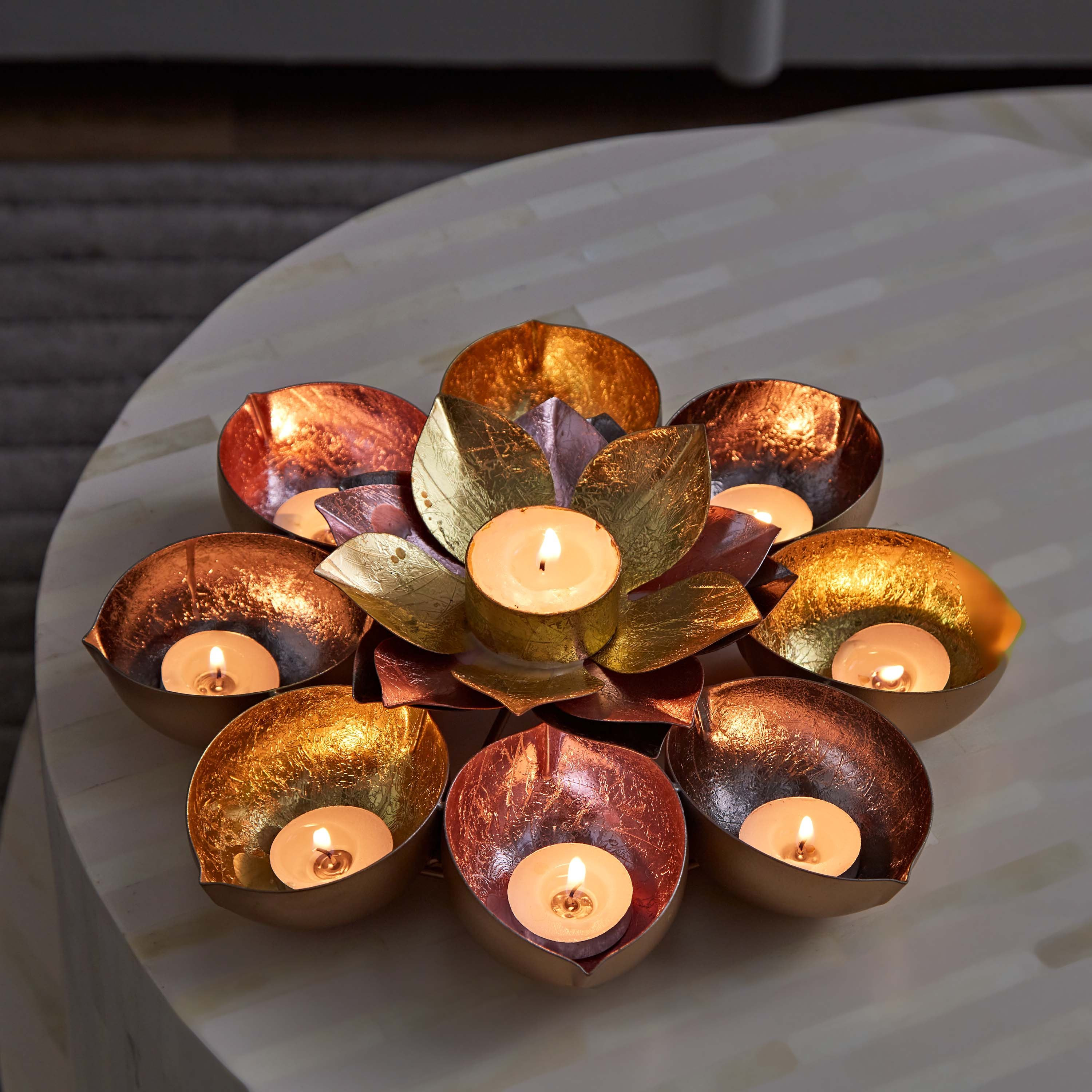 حامل شموع صغيرة ضياء طاولة معدني من زوها-hbxlivingroom-decorandaccessories-candleholders-image-1