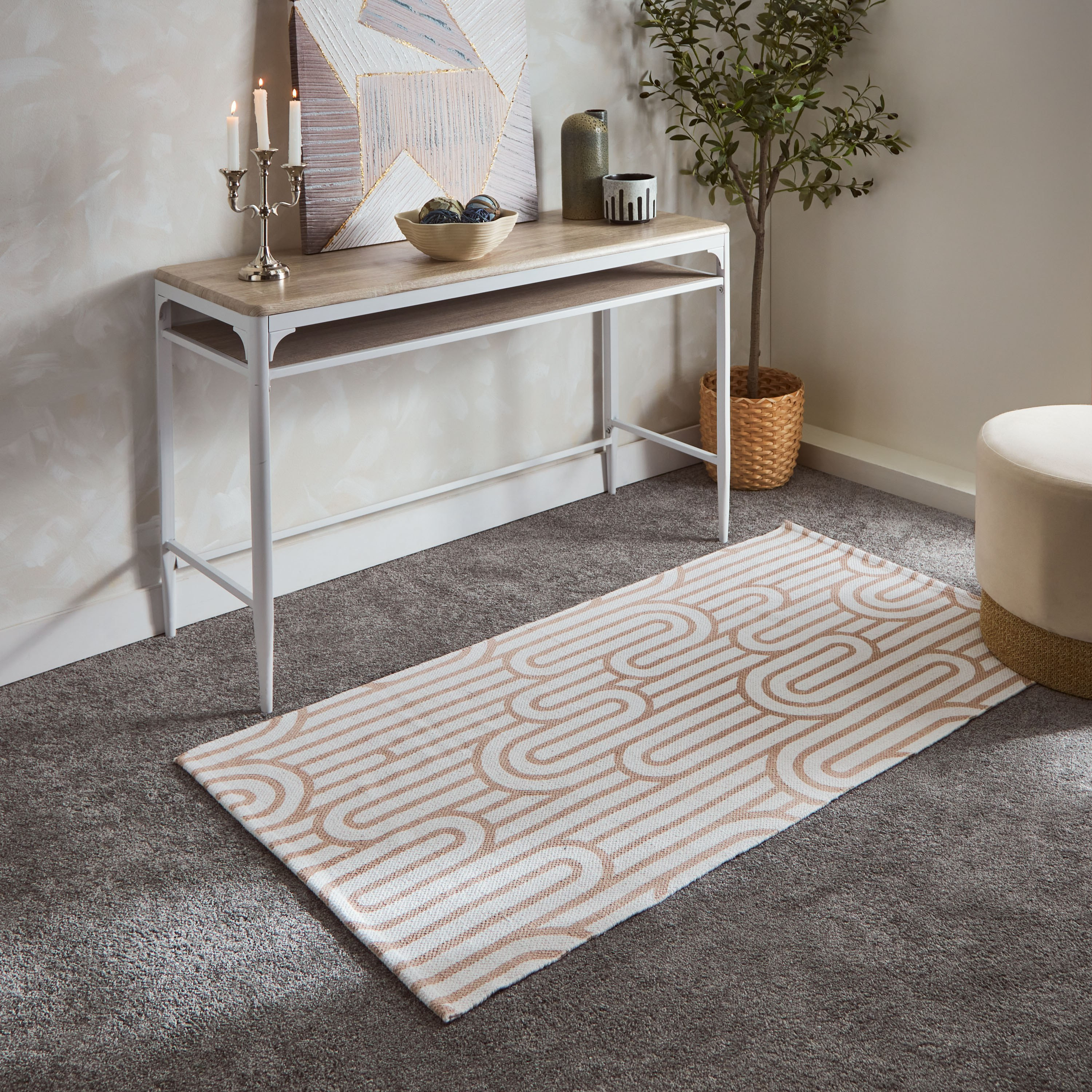 Oliver Zara Cotton Dhurrie - 80x150 cm-hbxdecorandfurnishings-floorcoverings-rugs-image-1