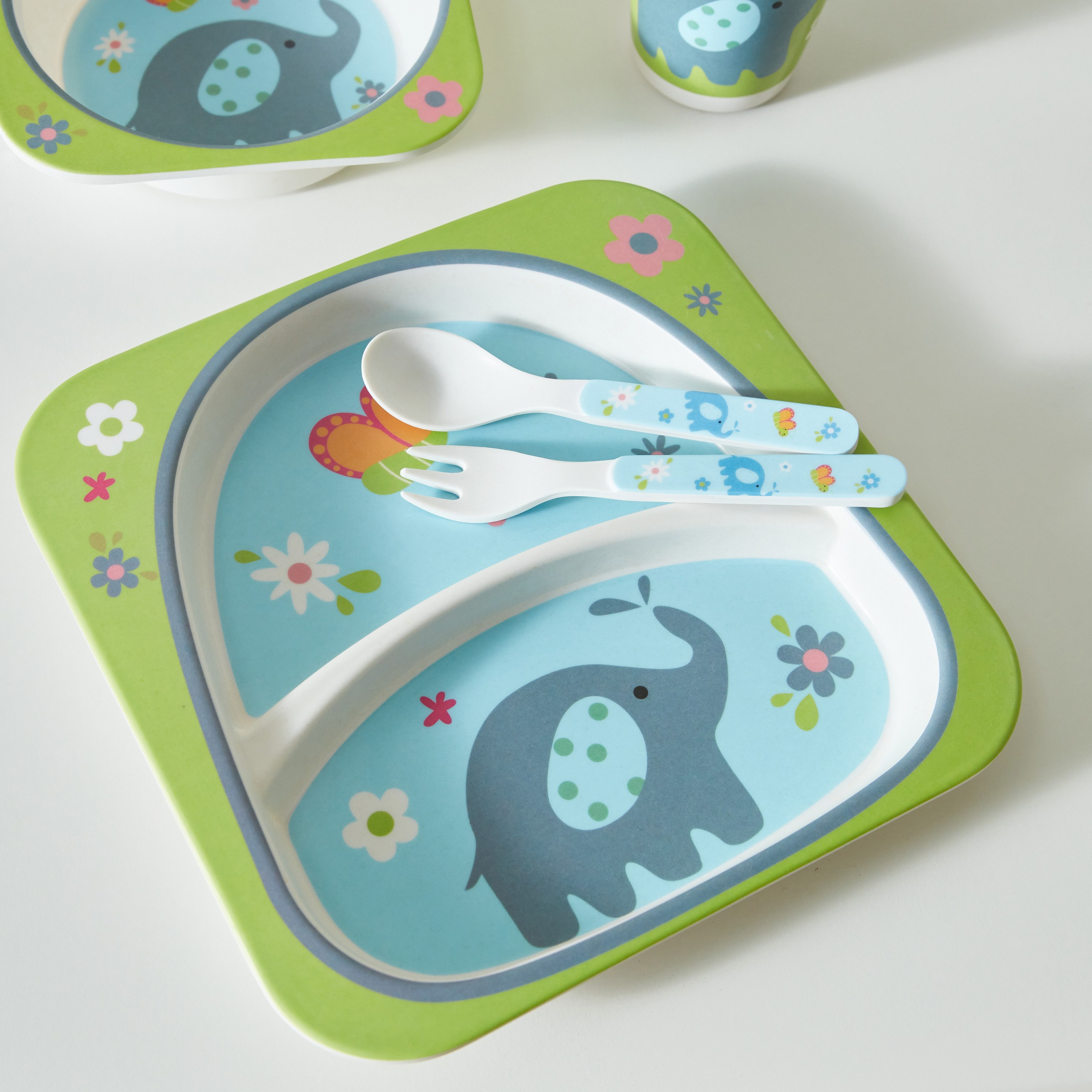 طقم عشاء خيزران 5 قطع فيل من بلاي لاند - 21.4x21.4x10 سم-hbxhomeware-hbxkidsandyouth-image-2