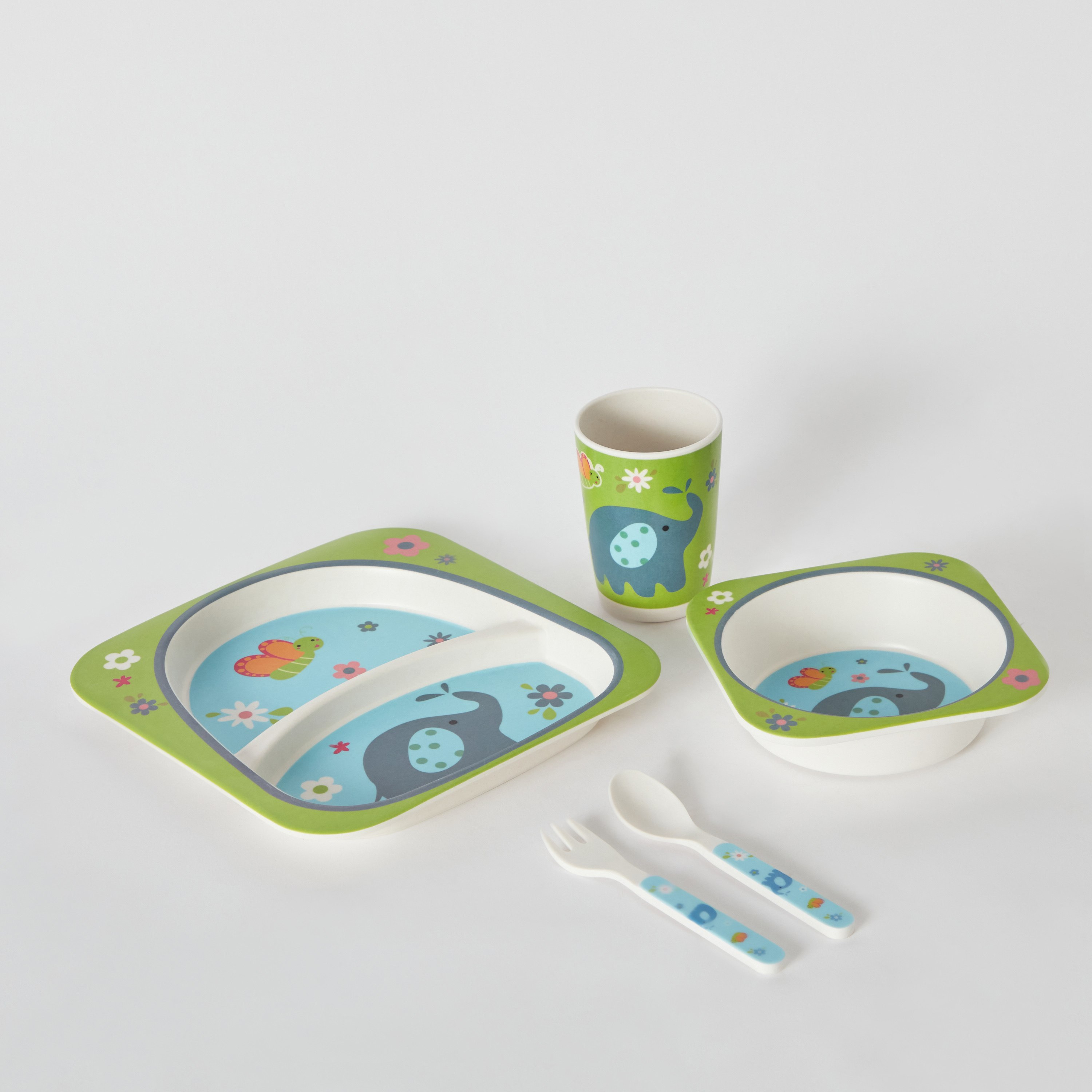 طقم عشاء خيزران 5 قطع فيل من بلاي لاند - 21.4x21.4x10 سم-hbxhomeware-hbxkidsandyouth-image-5