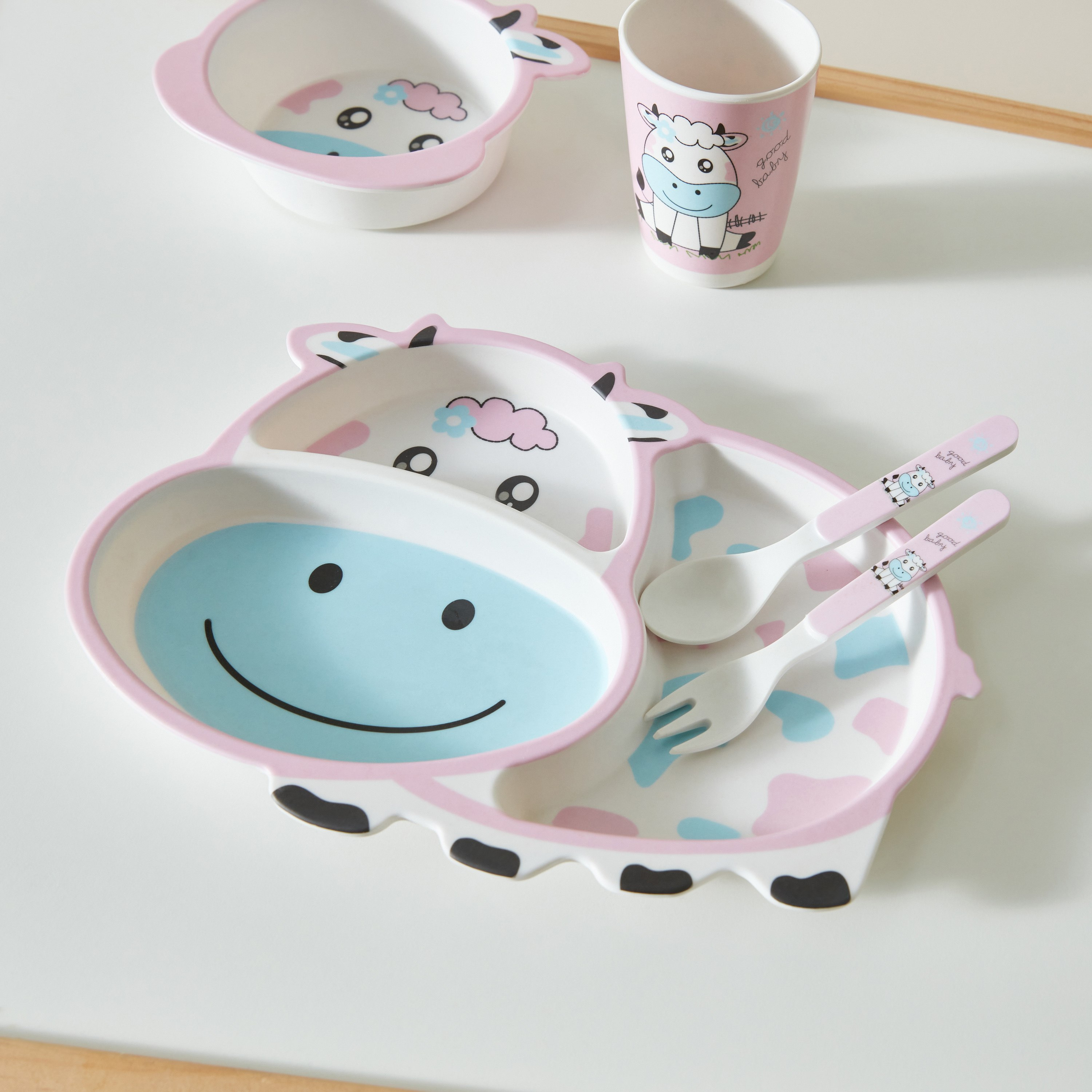 طقم عشاء خيزران 5 قطع بقرة من بلاي لاند- 19x27x10 سم-hbxhomeware-hbxkidsandyouth-image-2