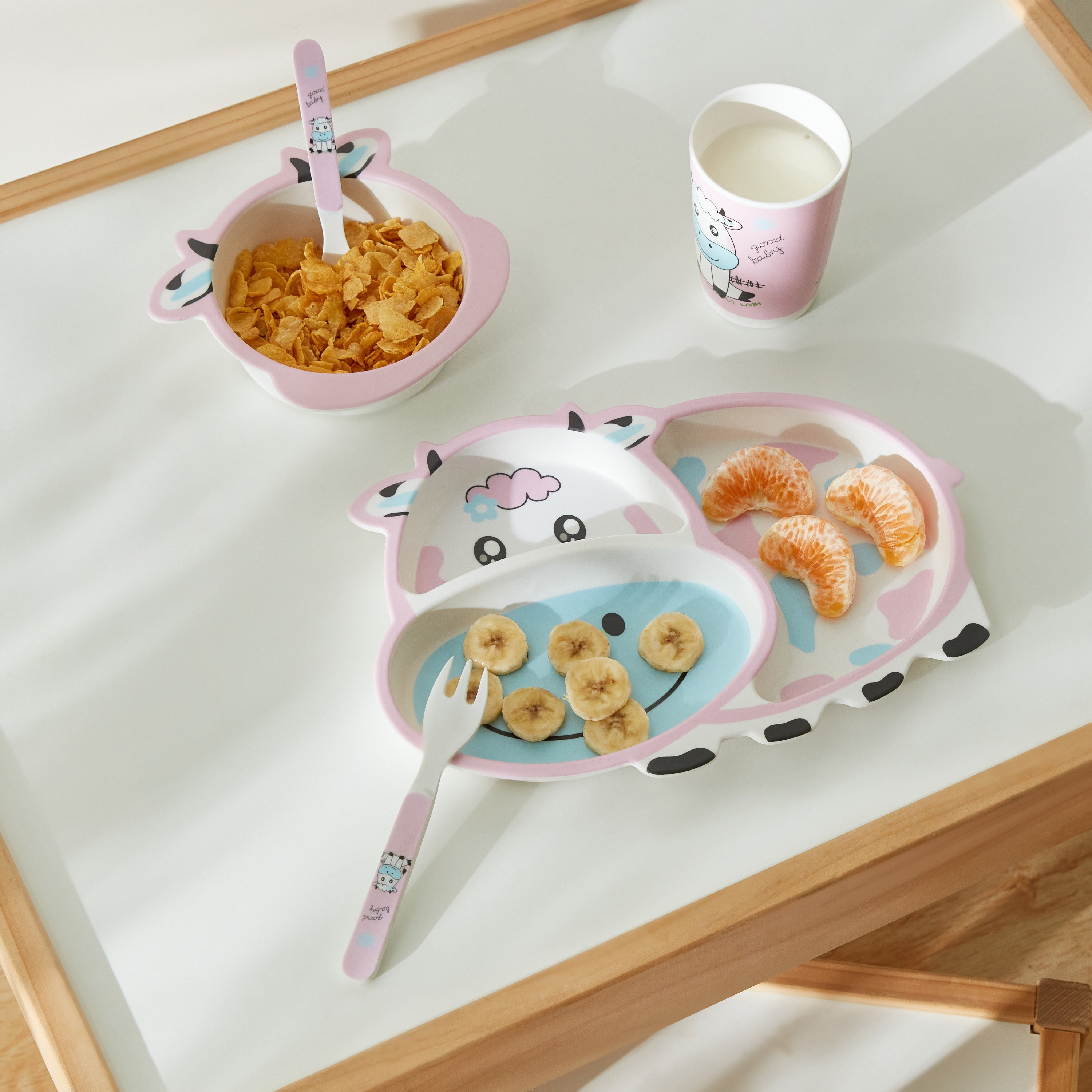 طقم عشاء خيزران 5 قطع بقرة من بلاي لاند- 19x27x10 سم-hbxhomeware-hbxkidsandyouth-image-4