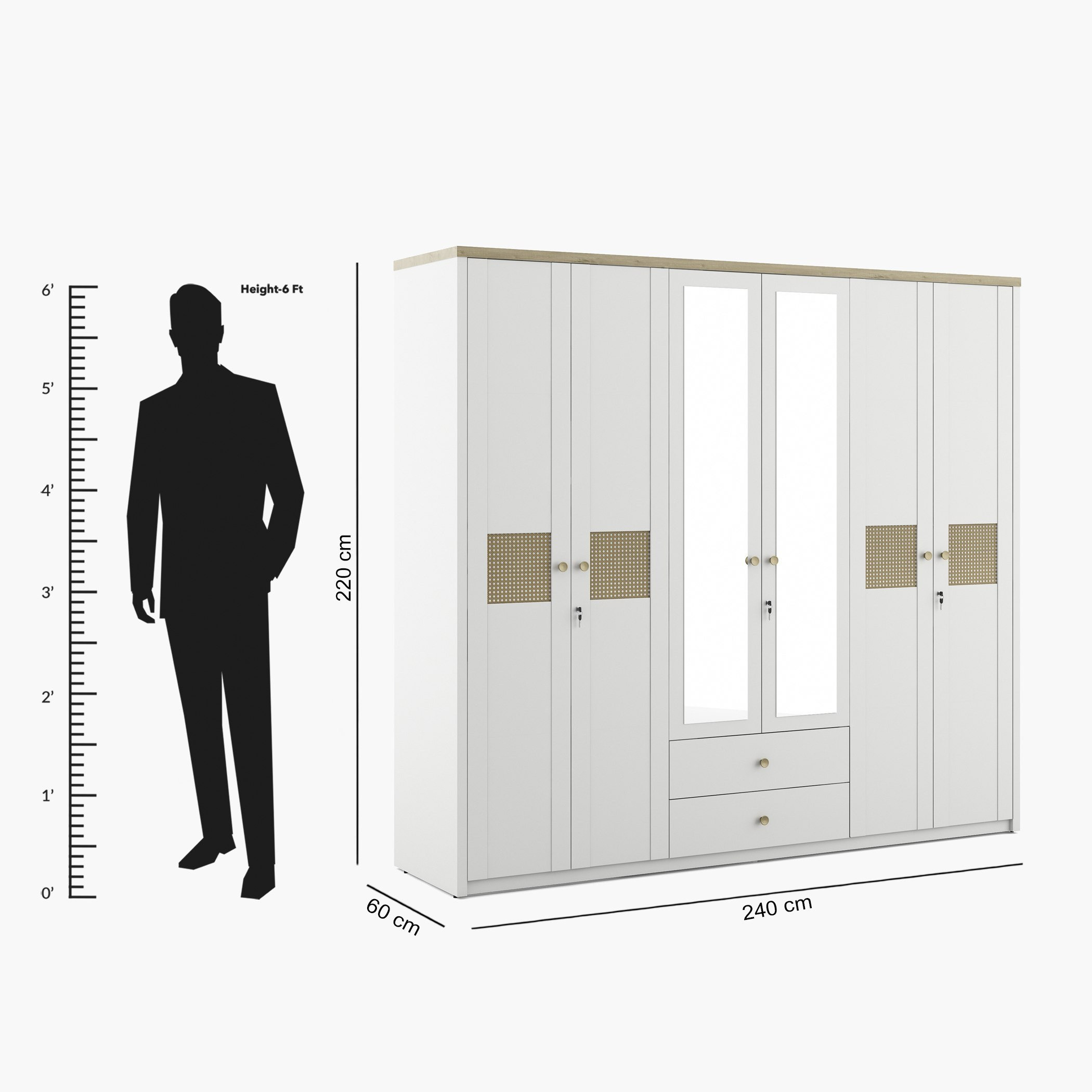 خزانة ملابس 4 أبواب ودرجين ومرآة من فيوجن-hbxfurniture-wardrobes-image-16