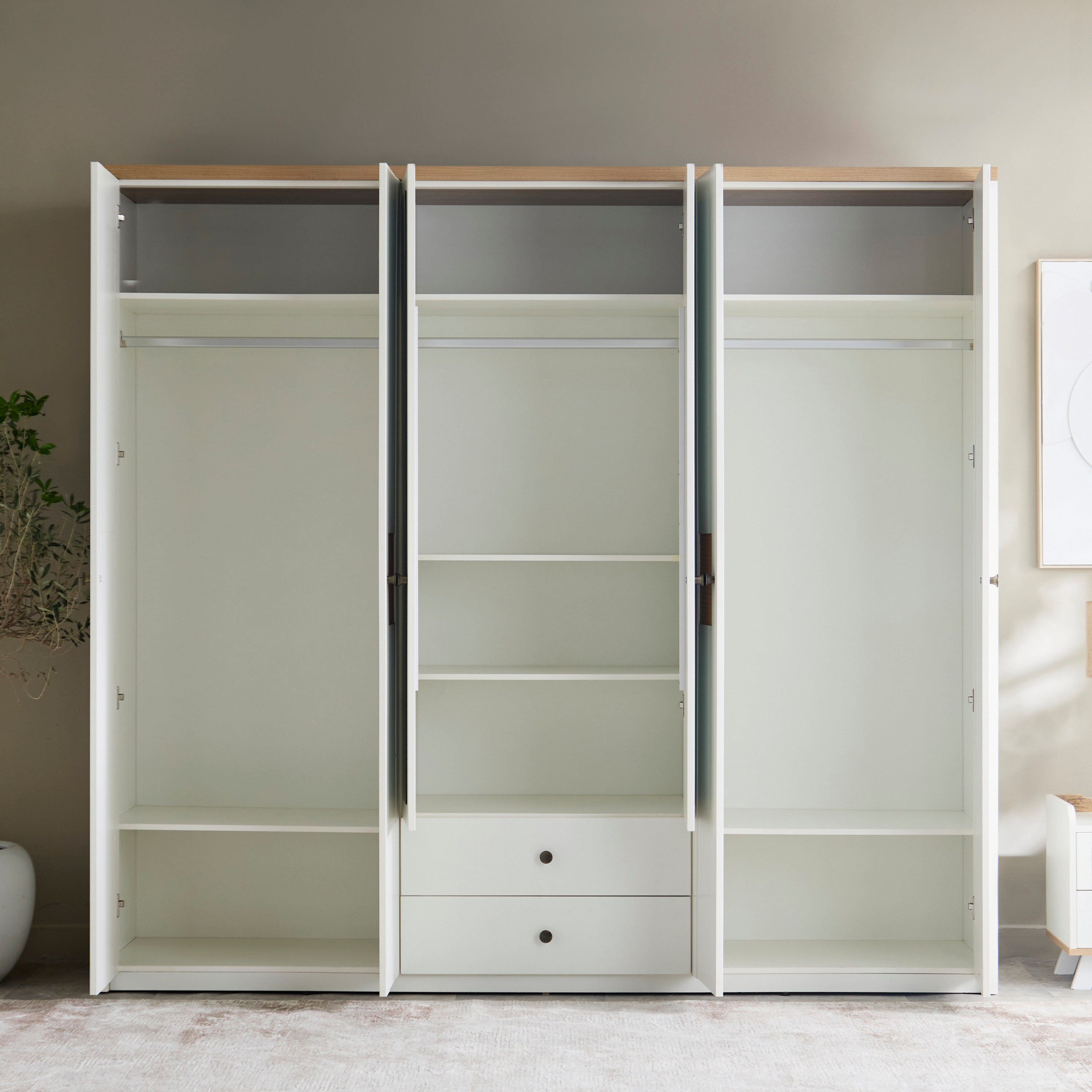 خزانة ملابس 4 أبواب ودرجين ومرآة من فيوجن-hbxfurniture-wardrobes-image-7