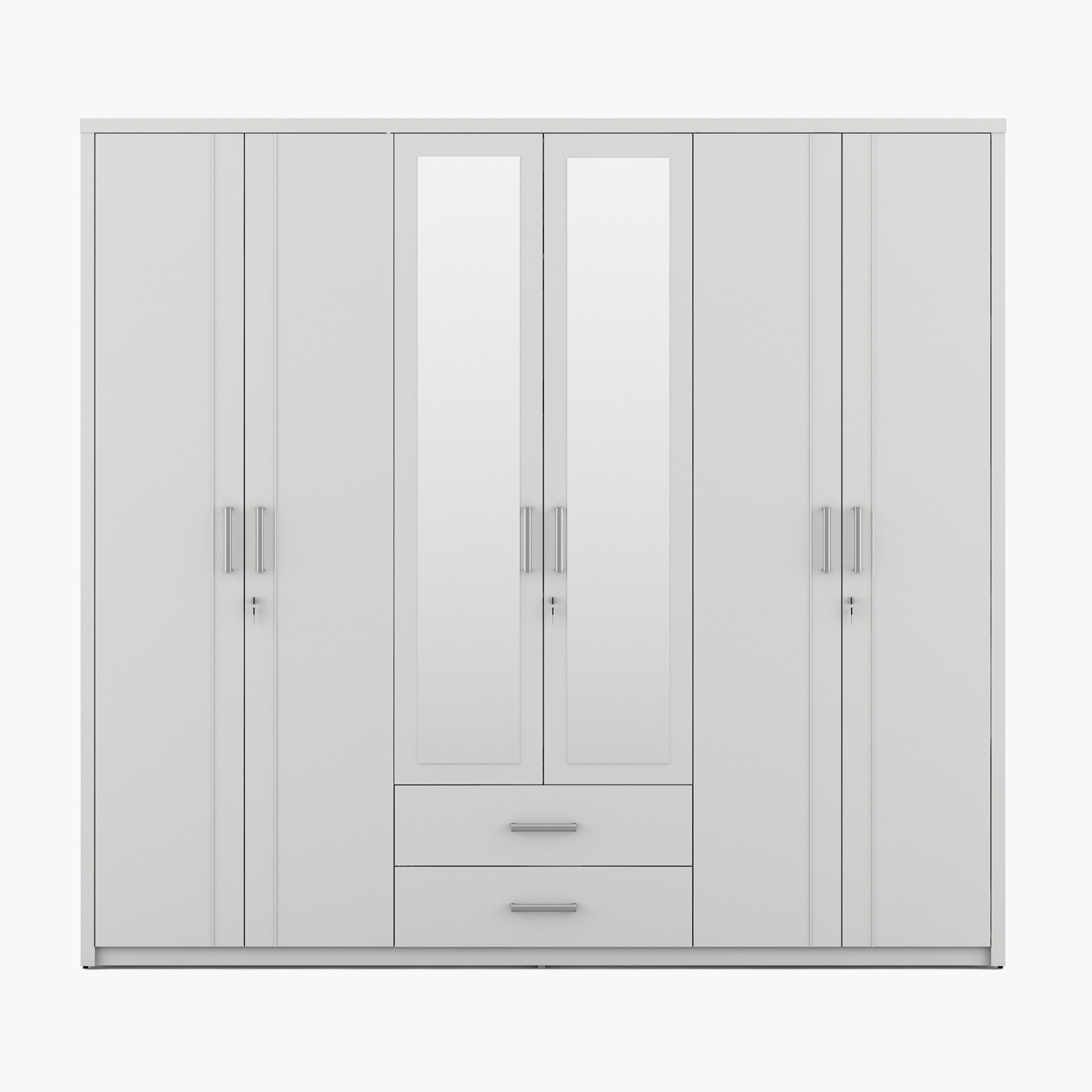 Philip 6-Door Wardrobe with 2 Drawers and Mirrors-hbxfurniture-wardrobes-image-2