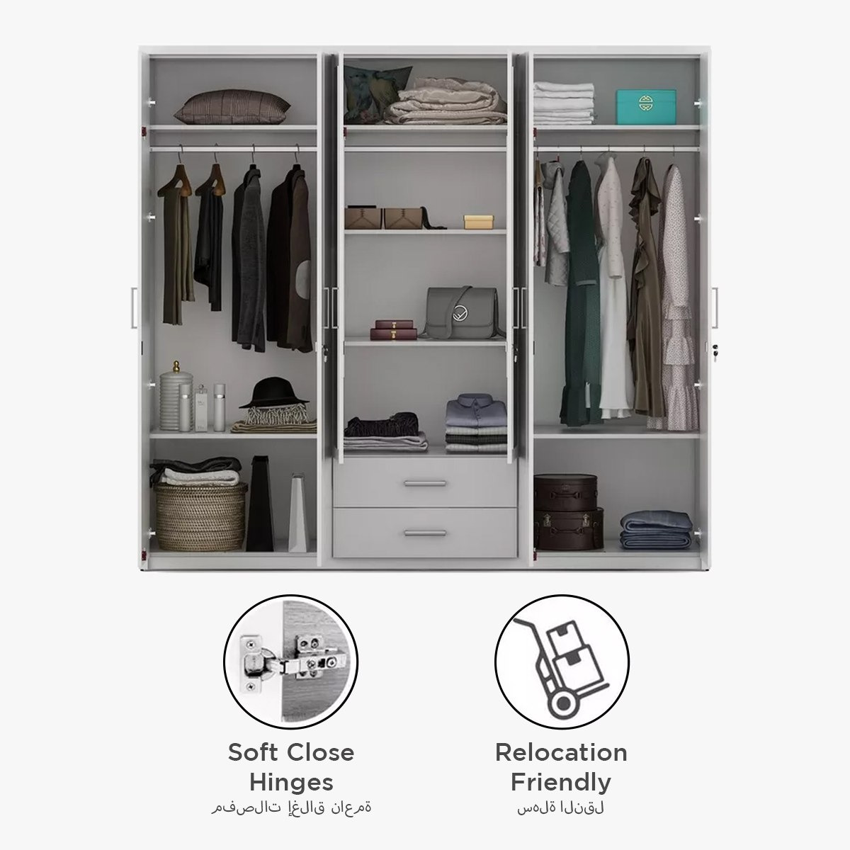 Philip 6-Door Wardrobe with 2 Drawers and Mirrors-hbxfurniture-wardrobes-image-5